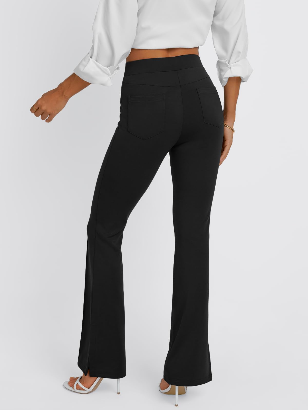 LILLUSORY Women's High Waisted Work Pants - Business Casual Yoga Flare Leggings, Stretchy Office Slacks for Women - Perfect for Work, Yoga & Everyday Wear