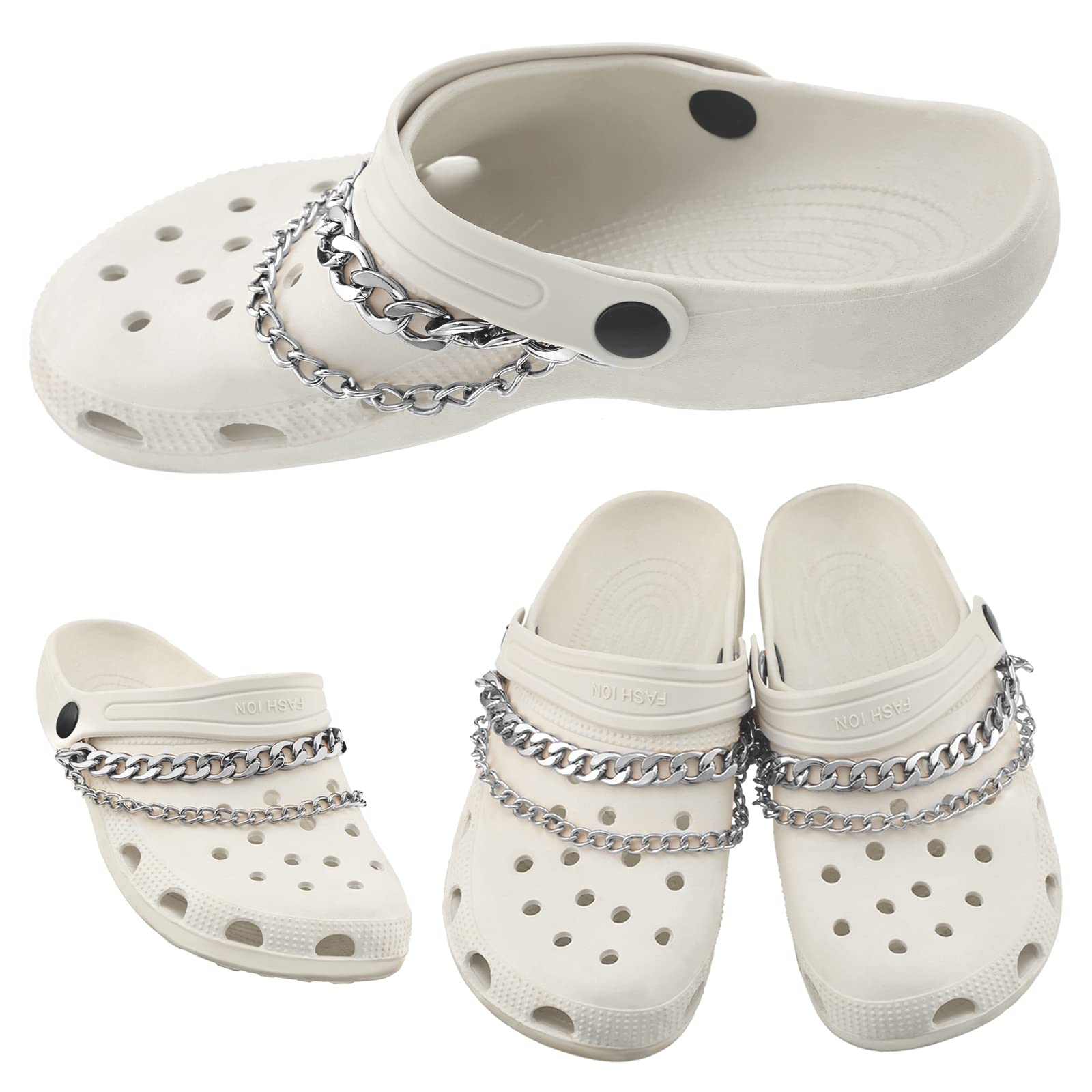 4PCS Shoe Charms for Women - Fashionable Metal Shoe Chain Clog Sandal Accessories - Perfect Gift for Her - Great for Parties, Weddings & Summer Outfits