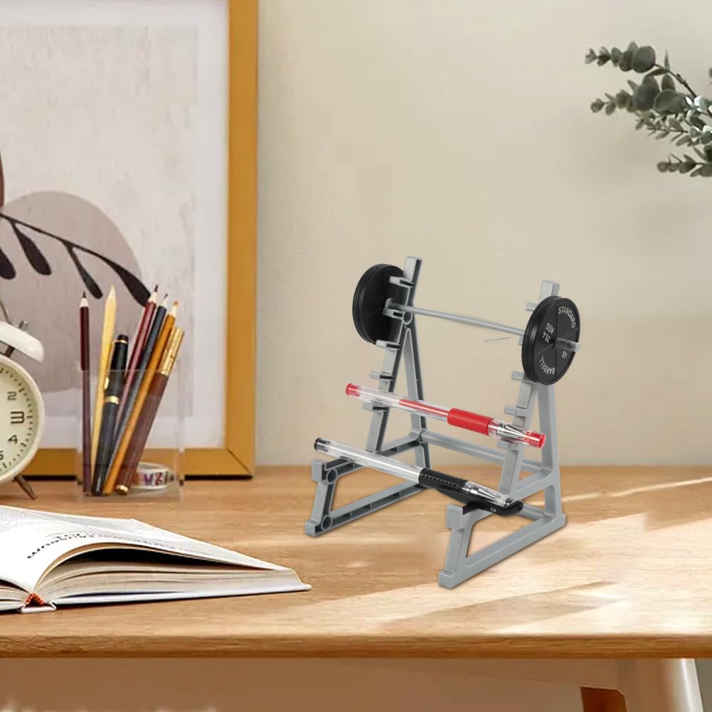 Barbell Rack Pen Holder - Weightlifting Themed Desk Organizer for Gym Lovers | Perfect Gift for Fitness Enthusiasts & Office Decor | Fun Workstation Accessory for Home & Gym Use