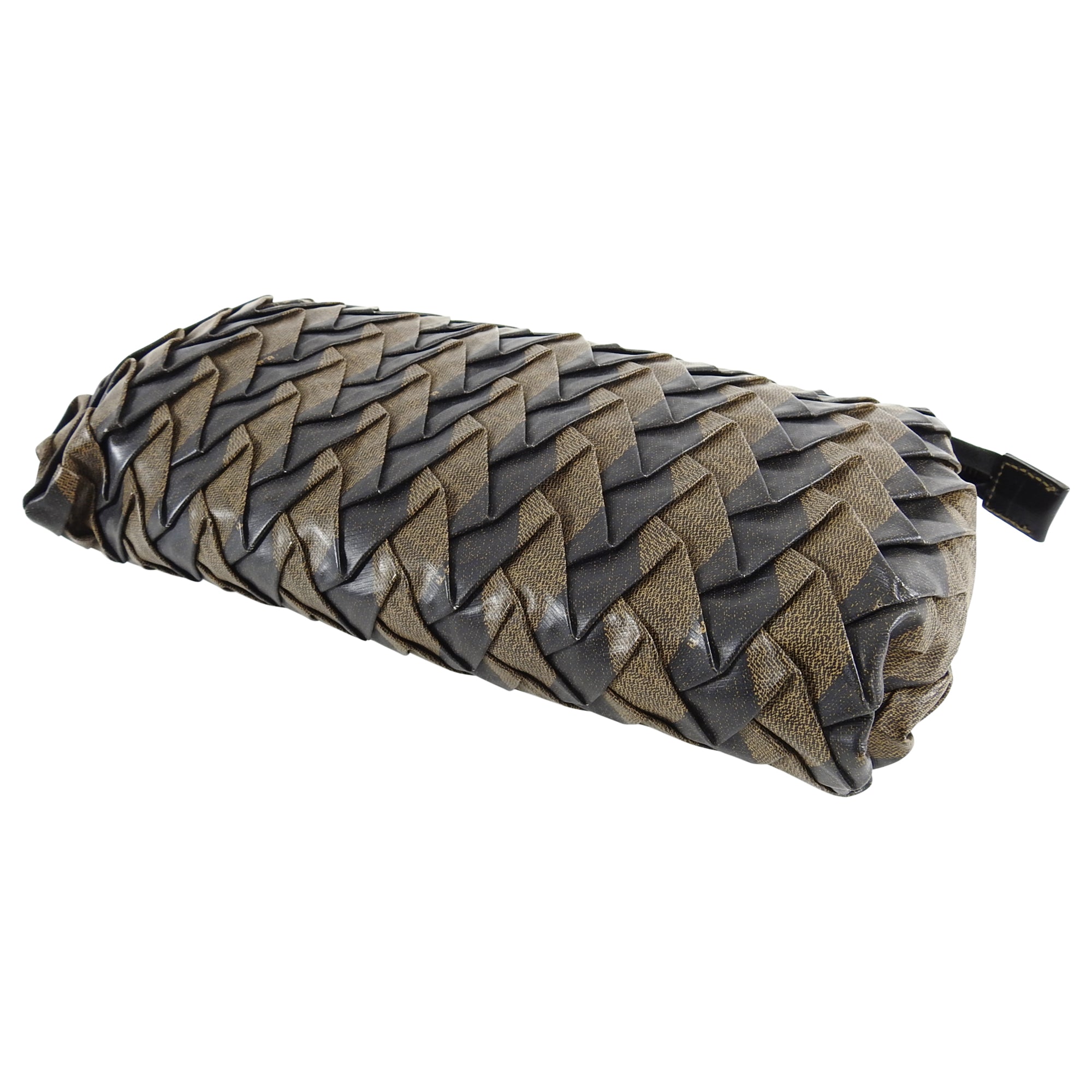 Fendi Vintage 1980's Zucca Monogram Coated Canvas Zip Pleat Clutch Bag - Perfect for Evening Parties & Luxury Fashion Collectors