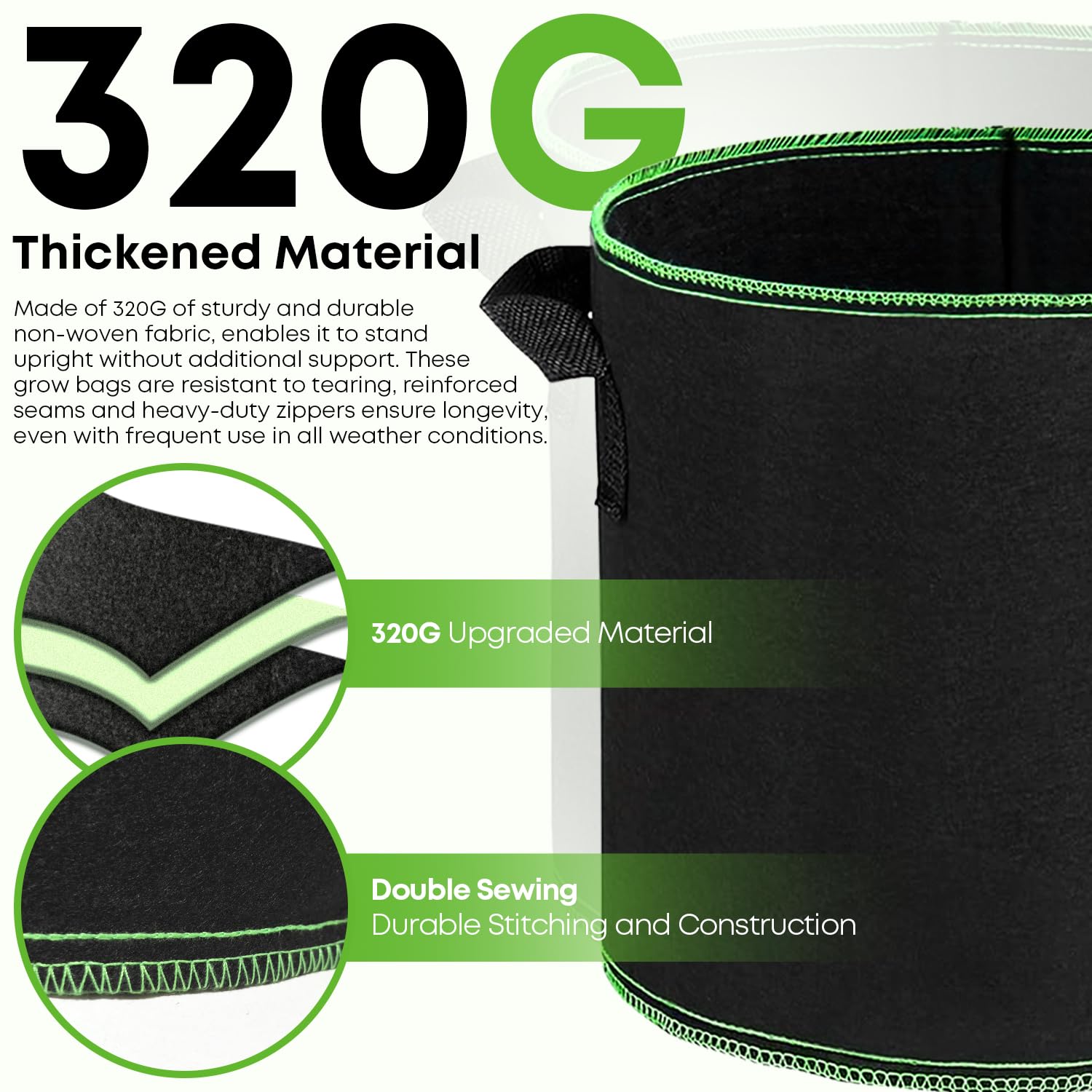 5-Pack 30 Gallon Heavy Duty Grow Bags - Thickened Nonwoven Fabric Plant Pots with Handles for Vegetables, Fruits & Large Plants - Ideal for Gardening, Farming & Outdoor Planting