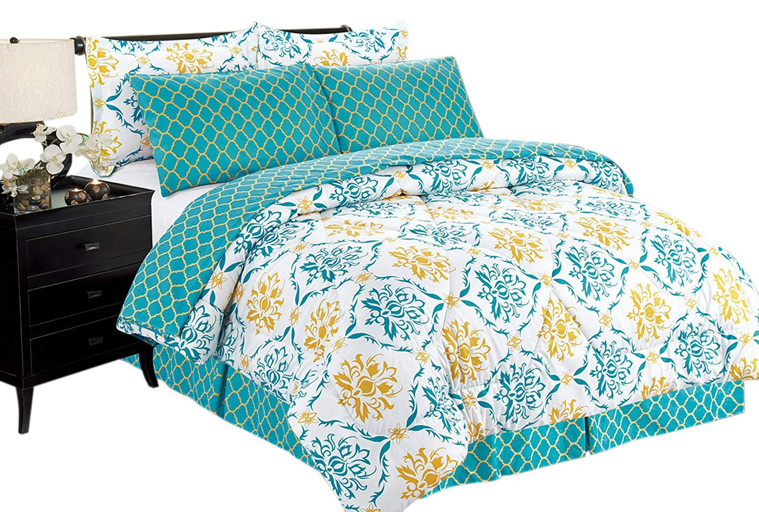 Ultra Soft 8-Piece Reversible King Size Comforter Set - Home Sweet Home Dreams Bed in a Bag (Montana Pattern) | Perfect for Master Bedrooms, Guest Rooms & Cozy Home Decor
