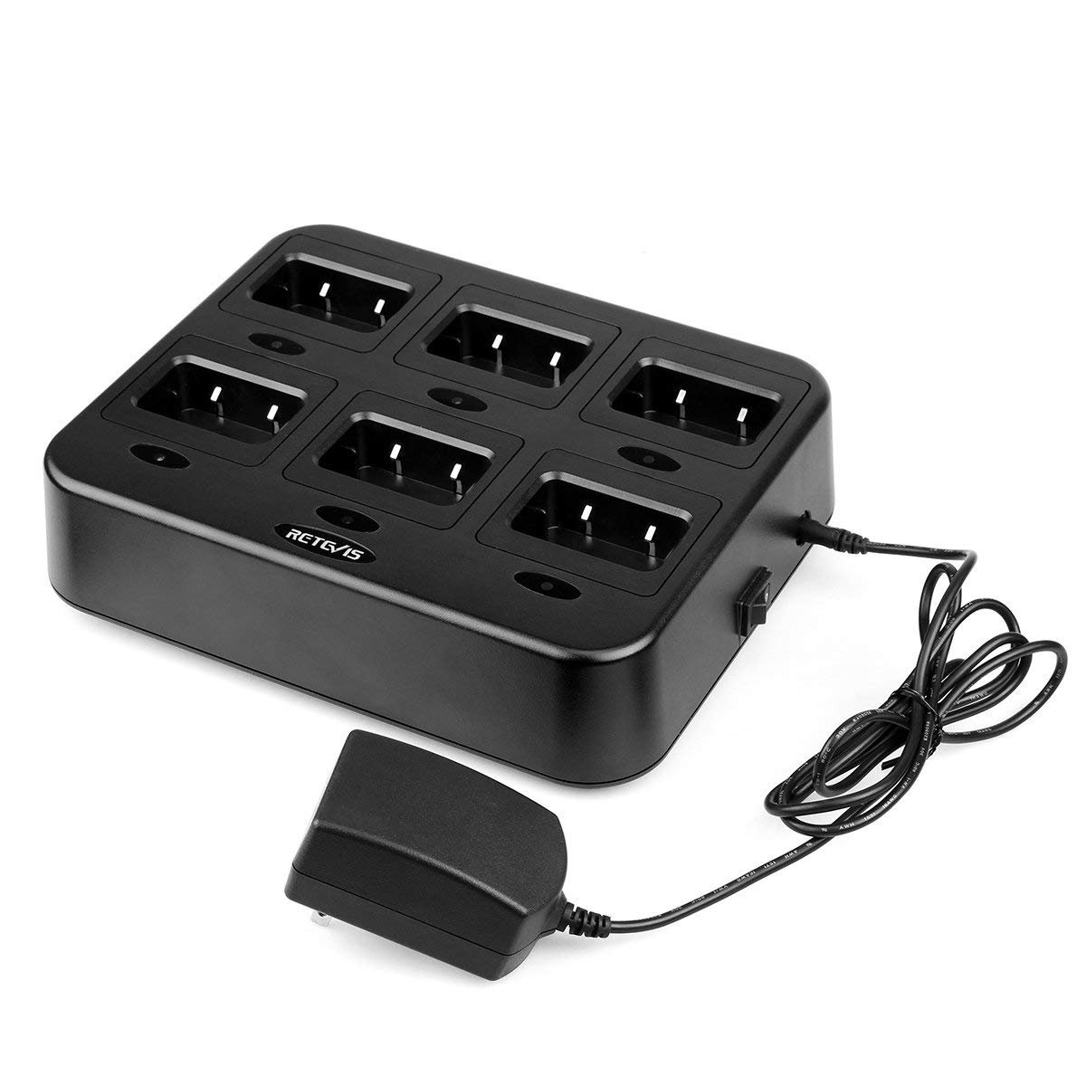 Retevis RT21 H-777S 6-Port Fast Charger for Walkie Talkies - Multi-Unit Rapid Charging Station Compatible with RT21V, RT28, RT53 Two-Way Radios & Batteries (1 Pack) - Perfect for Security Teams, Construction Sites, and Outdoor Adventures