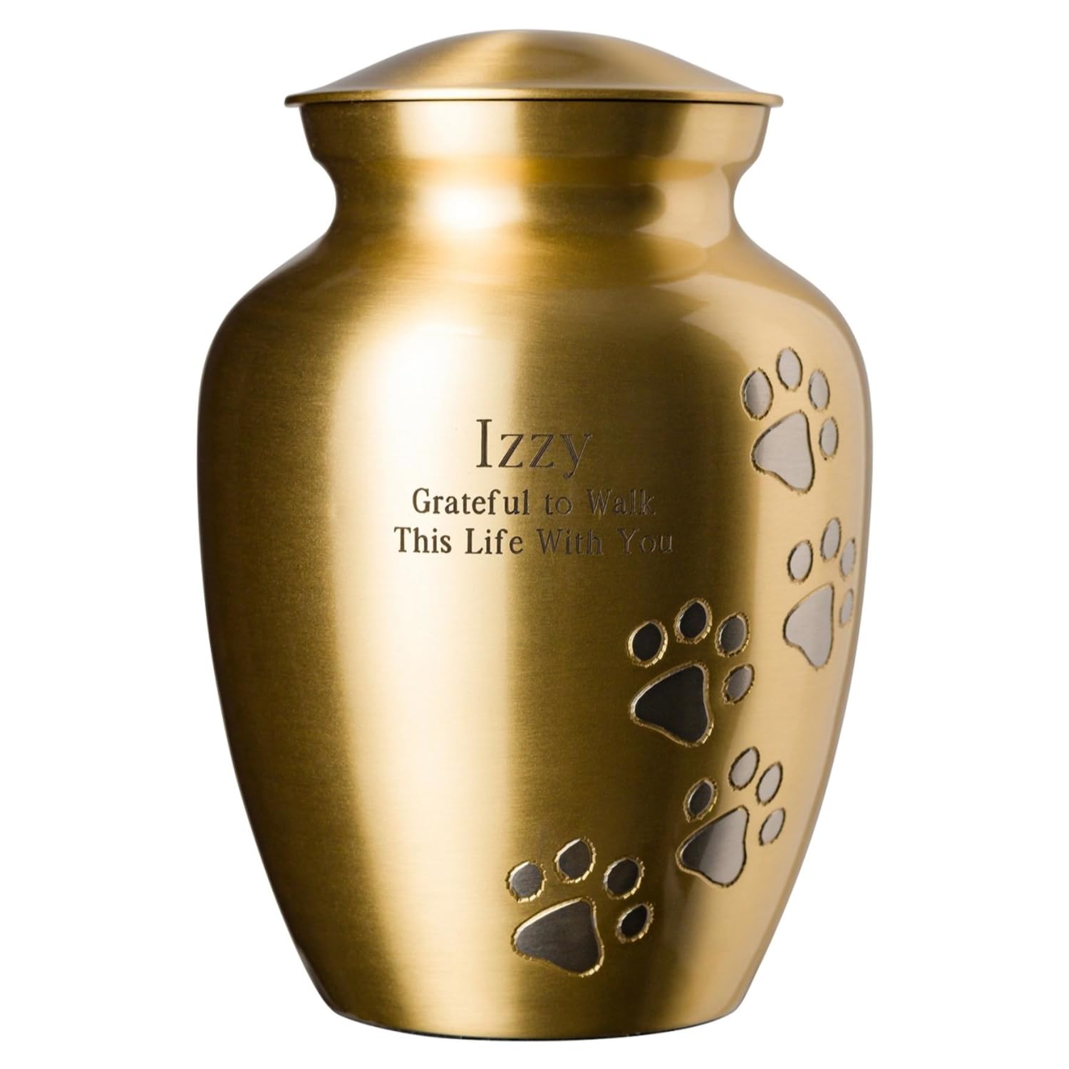 Ottillie Paws Elite Series Personalized Pet Urn for Dogs and Cats - Custom Engraved Memorial Urn in Brass, Pewter or Vertical Styles (Medium Size) - Perfect for Home Memorials, Pet Ashes Keepsake, and Loving Tributes