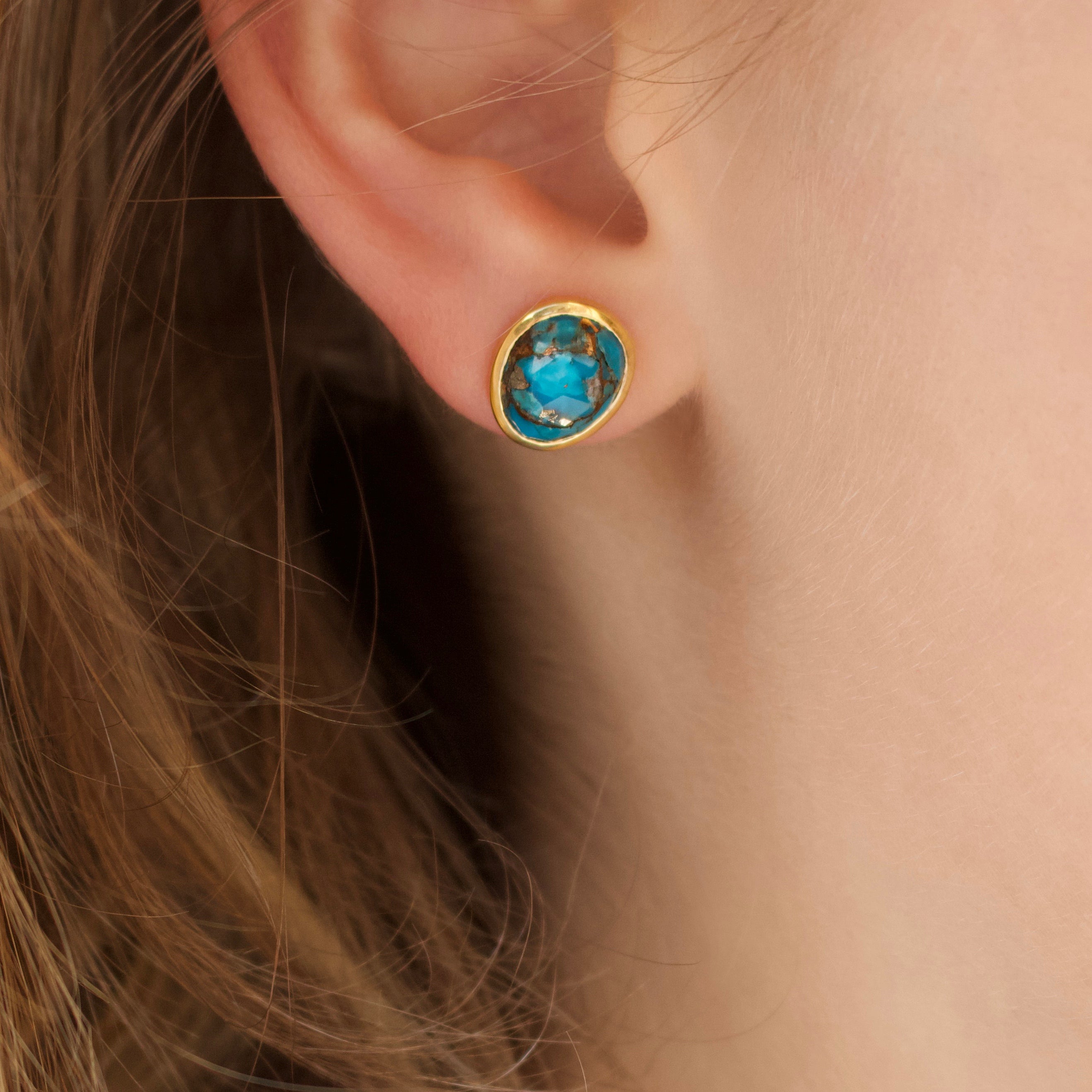 Handmade Copper Turquoise Stud Earrings for Women - Boho Chic Jewelry Gift for Her - Perfect for Everyday Wear, Parties & Special Occasions