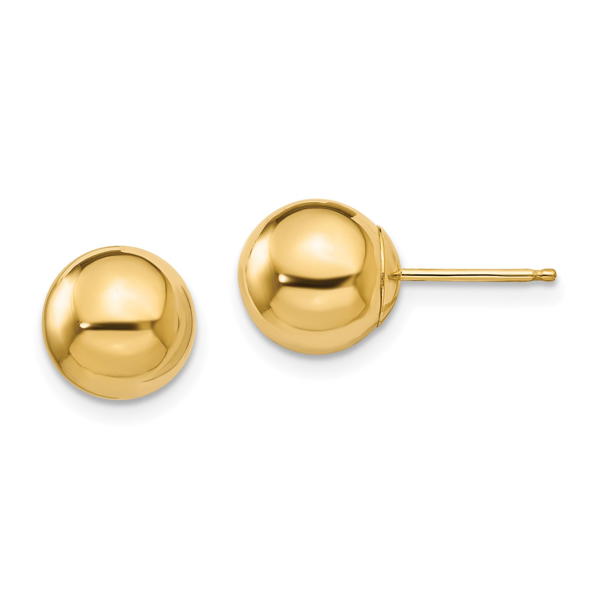 14K Solid Yellow Gold 8mm Ball Stud Earrings for Women - Hypoallergenic Luxury Jewelry Gift for Her - Perfect for Everyday Wear, Parties & Special Occasions