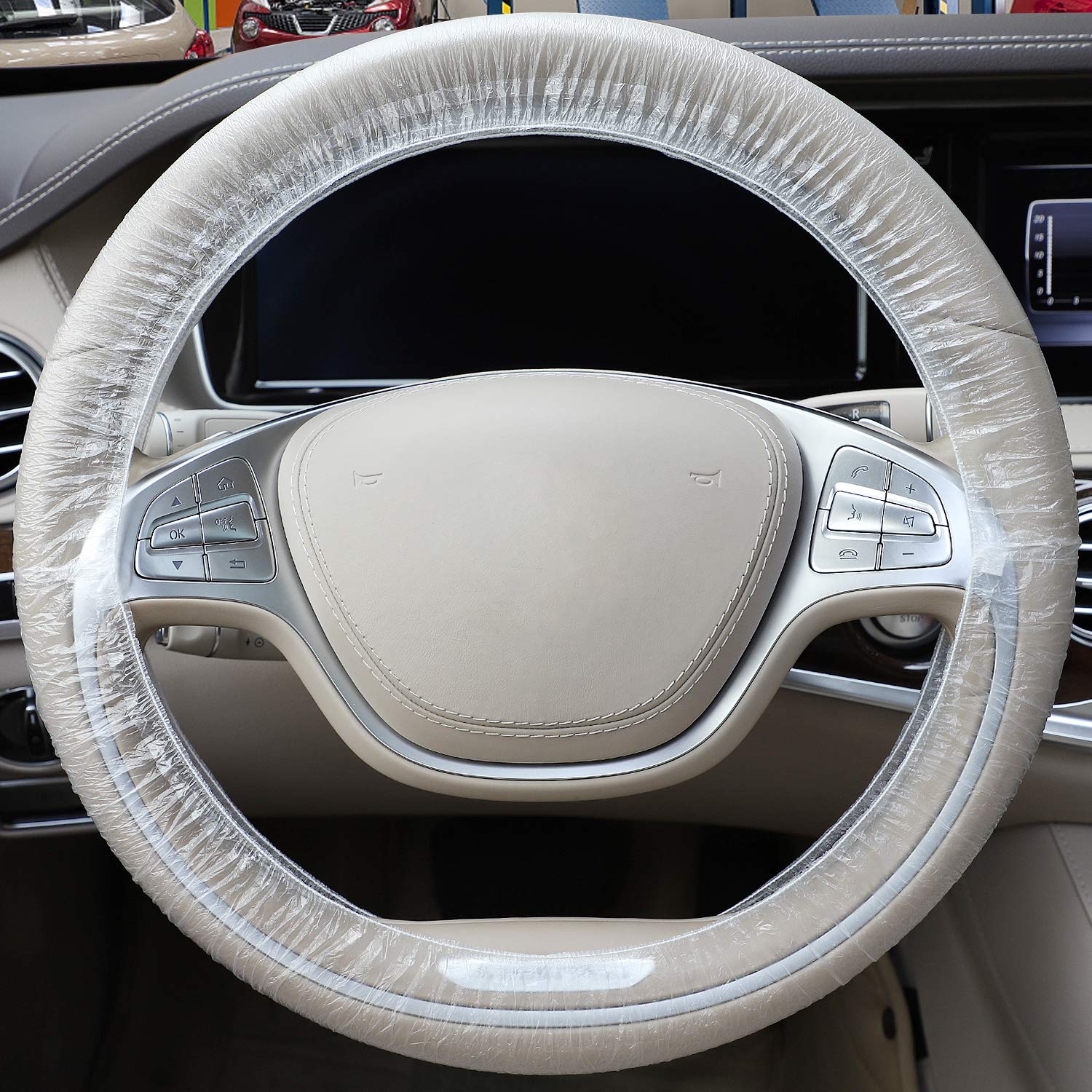 Disposable Plastic Steering Wheel Cover - Universal Fit for Cars & Trucks - 100pcs/Carton - Driving Comfort & Protection