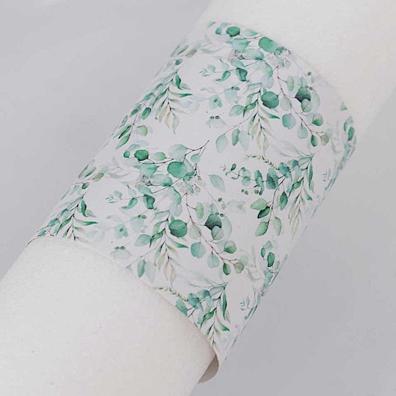 50 Pack Floral Print Disposable Paper Napkin Rings for Weddings, Parties, and Elegant Table Settings