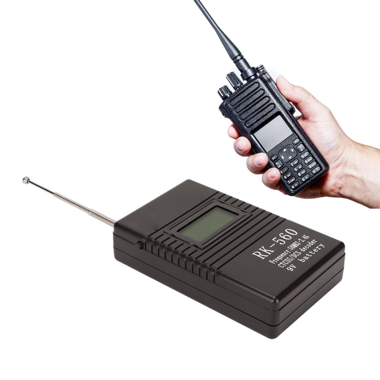 RK 560 Portable Digital Frequency Counter Meter - Mini RF Tester with One-Key Control for DCS/CTCSS Testing | Battery Powered | Ideal for Ham Radio, Walkie-Talkie & Signal Analysis