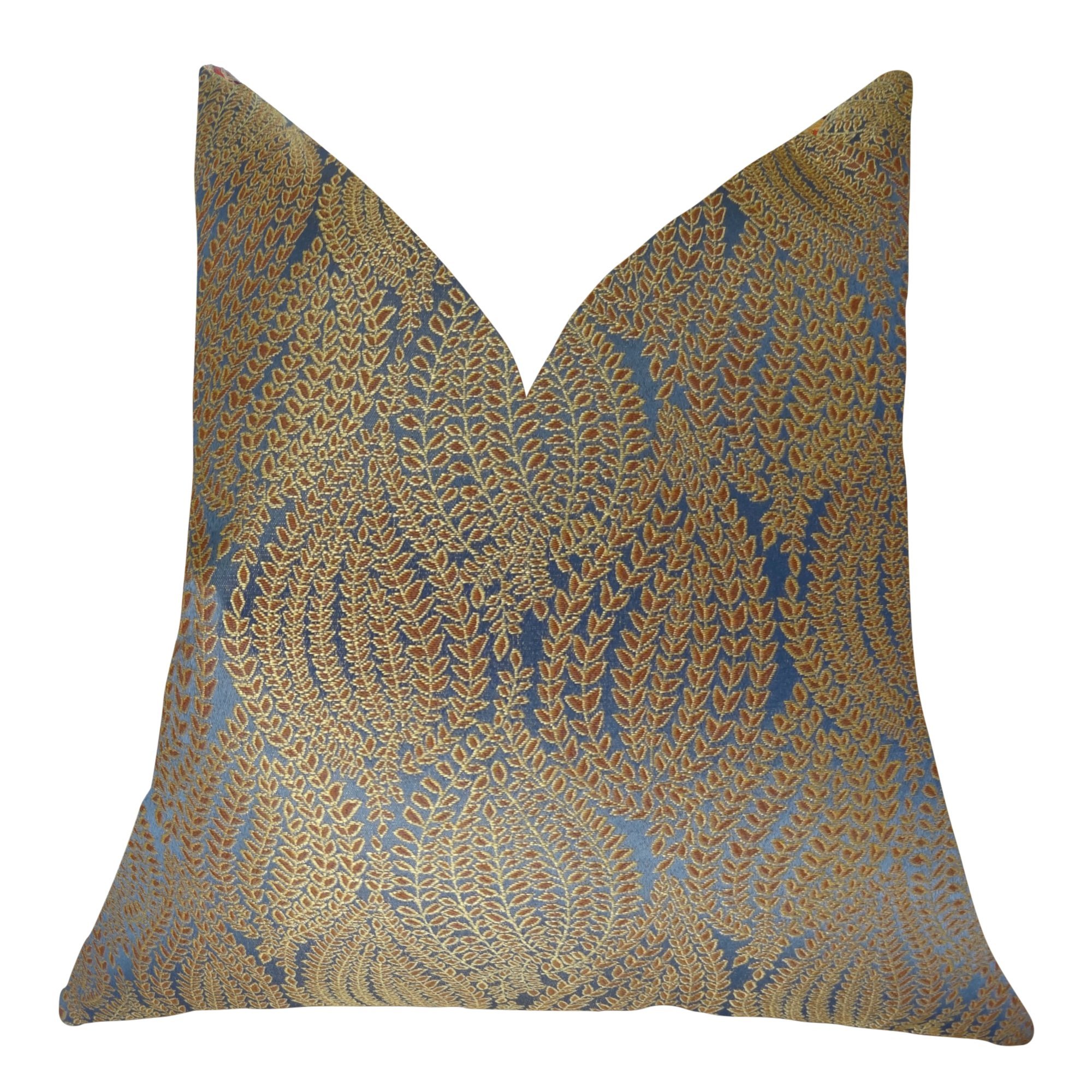 **Luxury Navy Gold Paisley Floral Throw Pillow - Decorative Designer Couch & Sofa Accent Pillow - Made in USA - Perfect for Living Room, Bedroom & Home Decor**