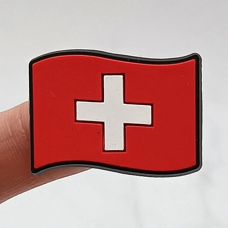 1Pcs Flag Icon PVC Shoe Charms - Decorative Sandal Accessories for Clogs & Shoes | Fun Kids Party Favors & Gift Ideas | Perfect for Beach Outfits, Summer Fashion & Costume Parties