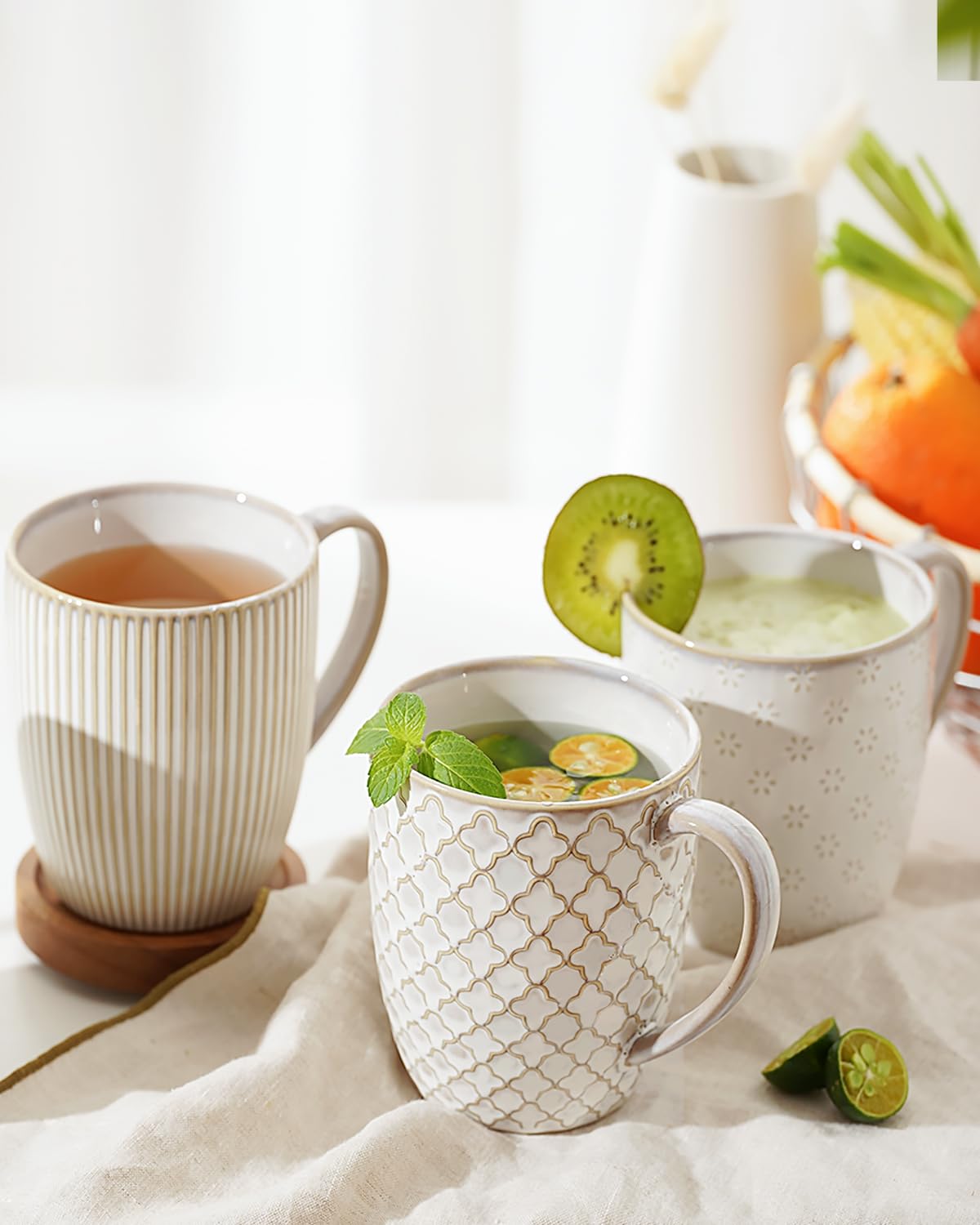 Getstar 4-Pack Ceramic Coffee Mugs - Microwave & Dishwasher Safe White Coffee Cups with Large Handle - Perfect for Home, Office, and Gifts