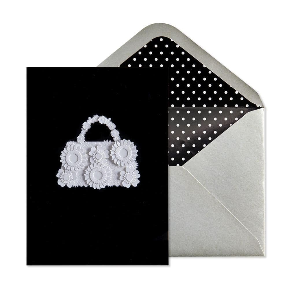 Elegant White Floral Handbag Birthday Card - Perfect for Women's Birthday Gifts, Anniversary & Special Occasions
