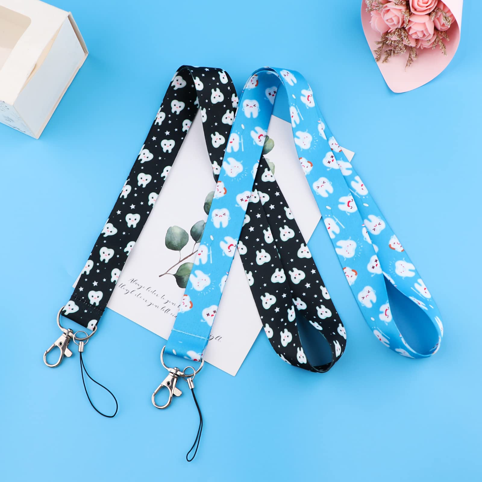 Cute Dental Key Lanyards for Kids & Women - 5pcs Pink ID Badge Holder for School & Work