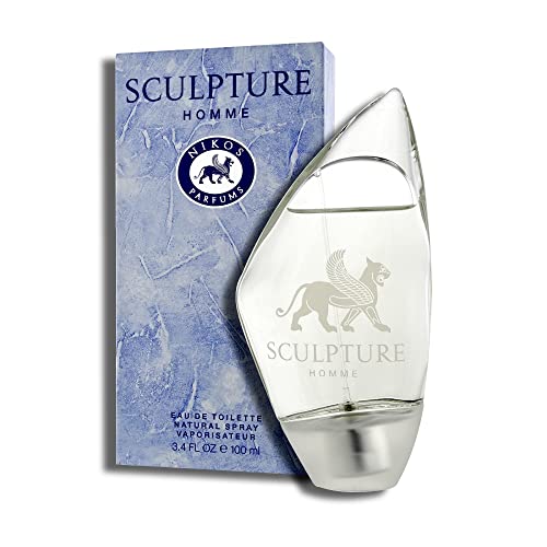 Nikos Sculpture for Men Eau de Toilette Spray 3.4 Oz - Fresh Woody Fragrance for Day & Night Wear, Office & Date Nights