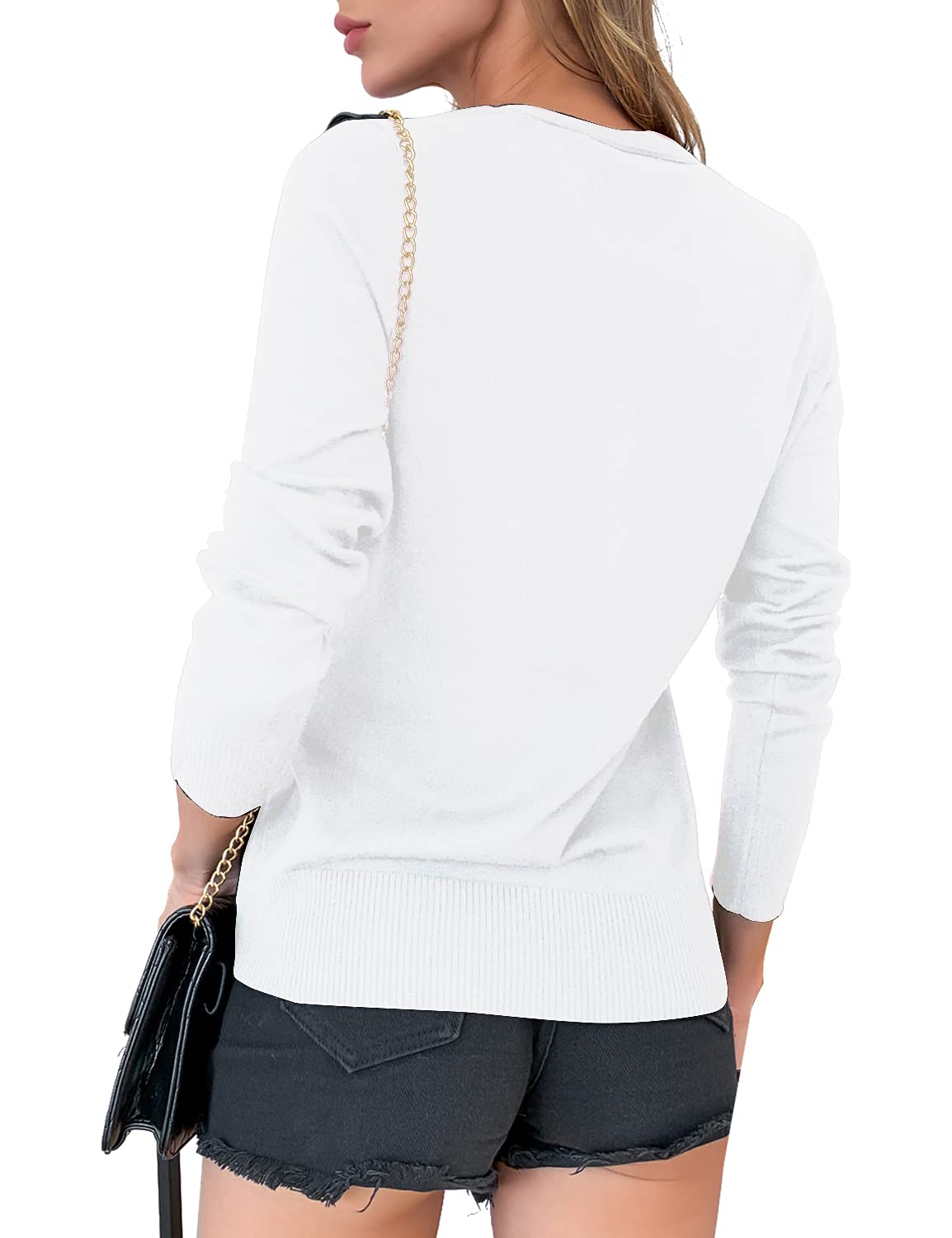 a.Jesdani Women's Button Down Crew Neck Long Sleeve Soft Knit Cardigan Sweater - Cozy Fall & Winter Layering Piece for Office, Casual Outfits and Travel