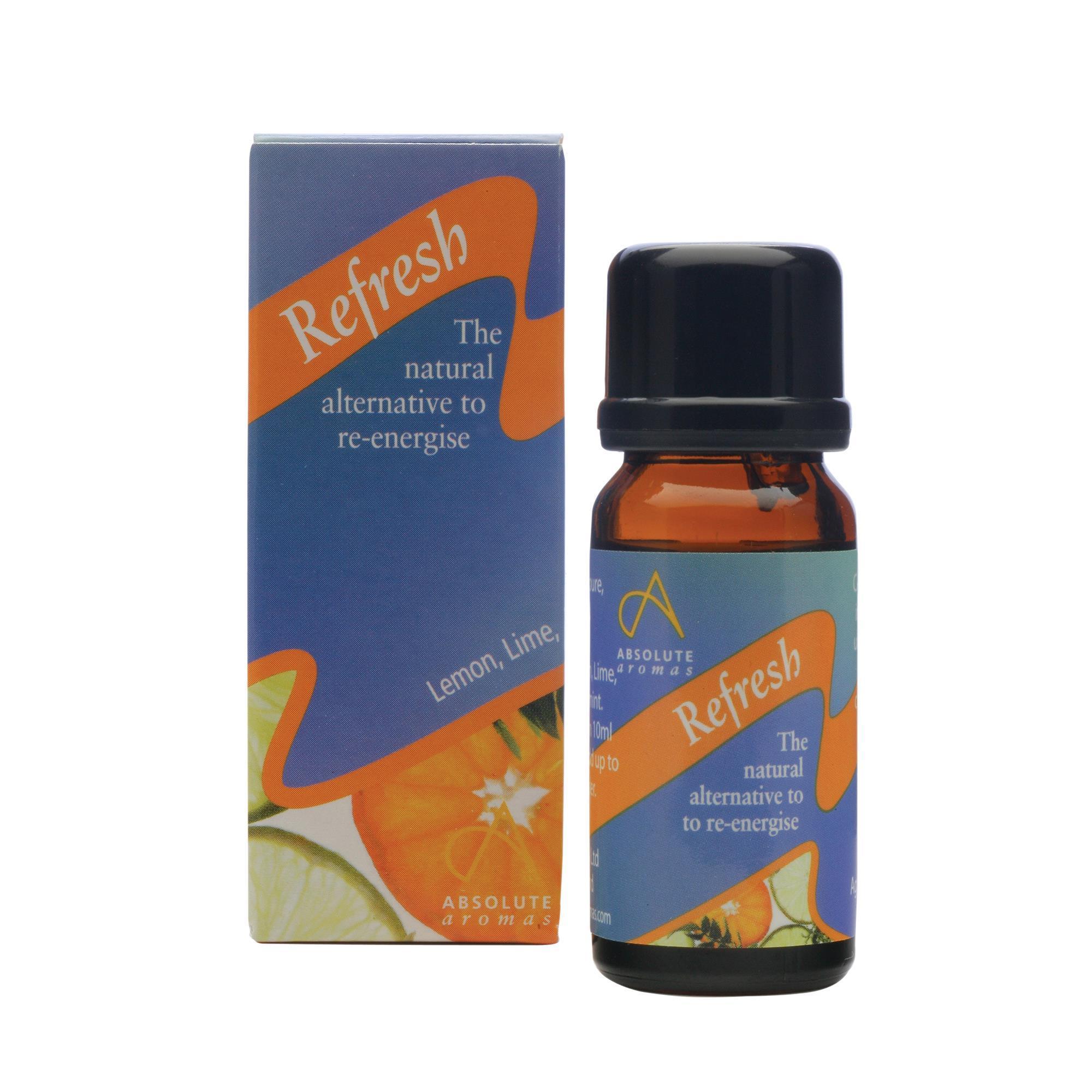 Absolute Aromas Refresh Aromatherapy Essential Oil Blend - 10mL Pure Therapeutic Grade for Stress Relief, Relaxation & Mood Enhancement | Perfect for Diffusers, Massage & Home Spa