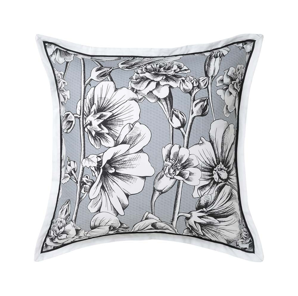 Jacinta Silver European Pillowcase by Logan & Mason - Luxury Bedding for Master Bedroom & Guest Room Decor