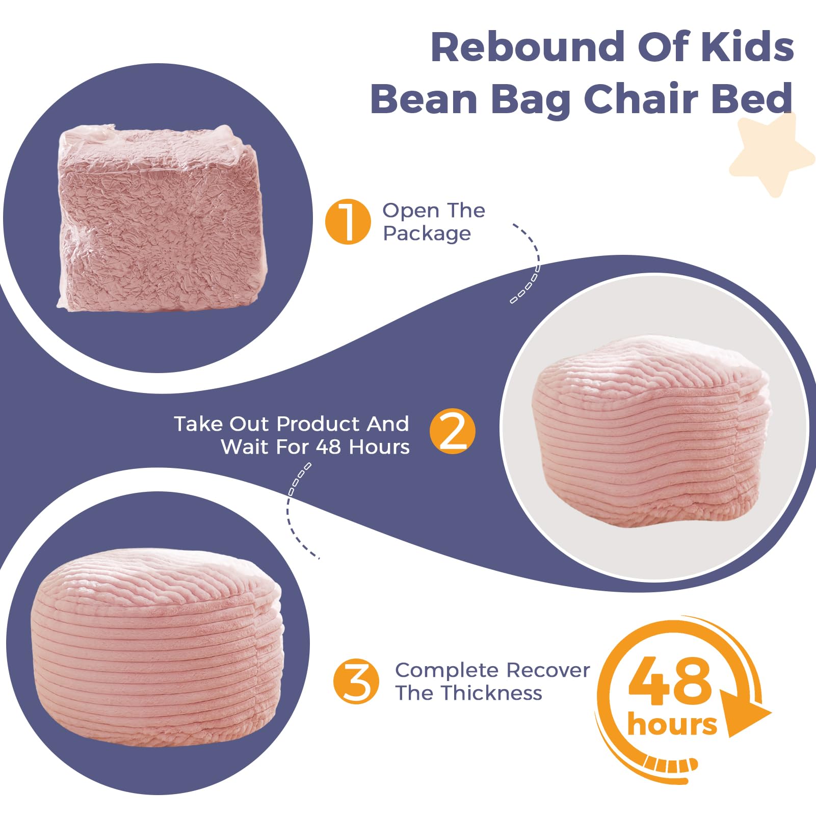 MAXYOYO Kids Bean Bag Chair Bed - Convertible Children's Floor Mattress & Lounge Chair, Pink - Perfect for Playroom, Bedroom & Reading Nook
