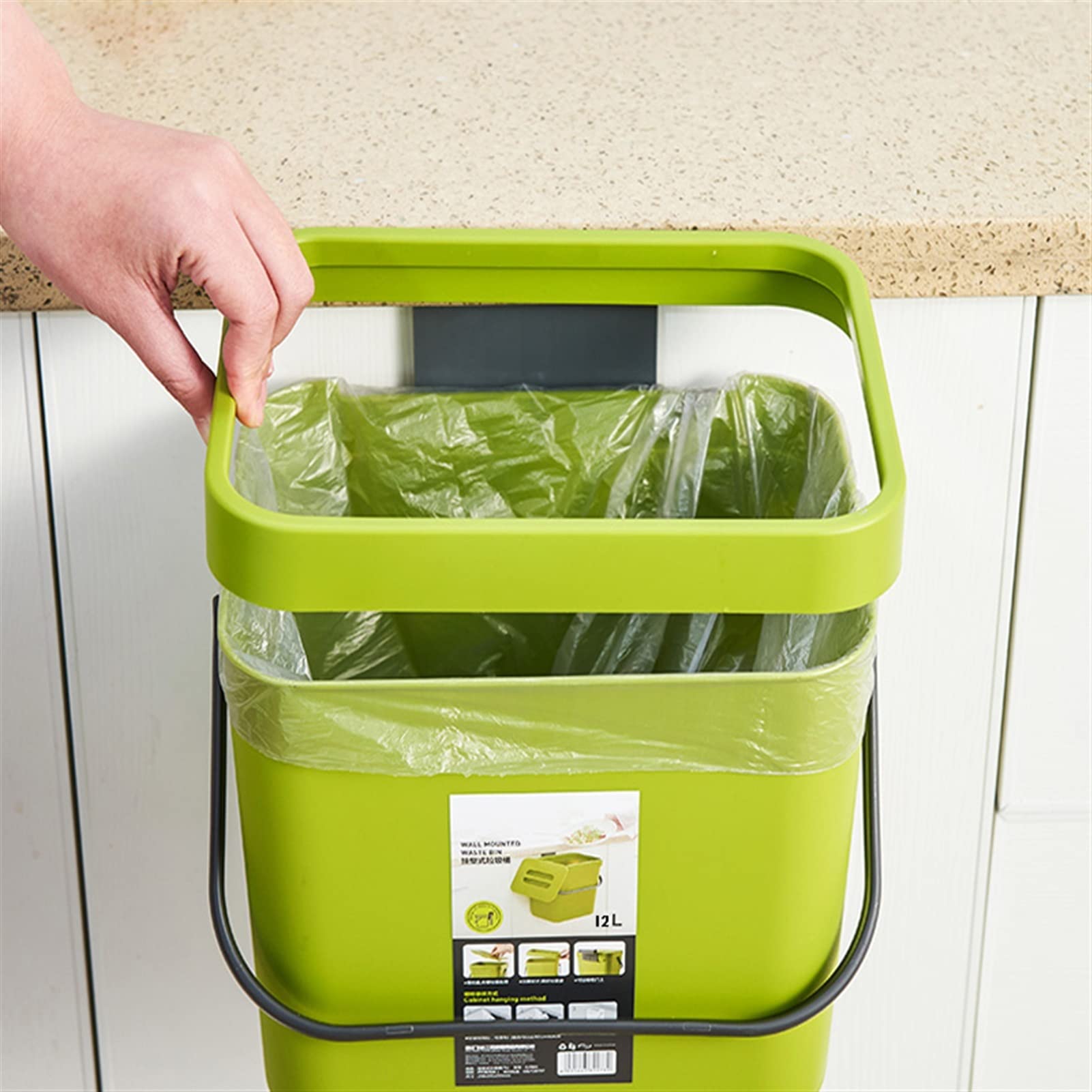 Eco-Friendly Kitchen Compost Bin with Lid - Under Sink Hanging Trash Can for Countertop, Cabinet Door & Recycling - Perfect for Organic Waste Disposal in Home & Office