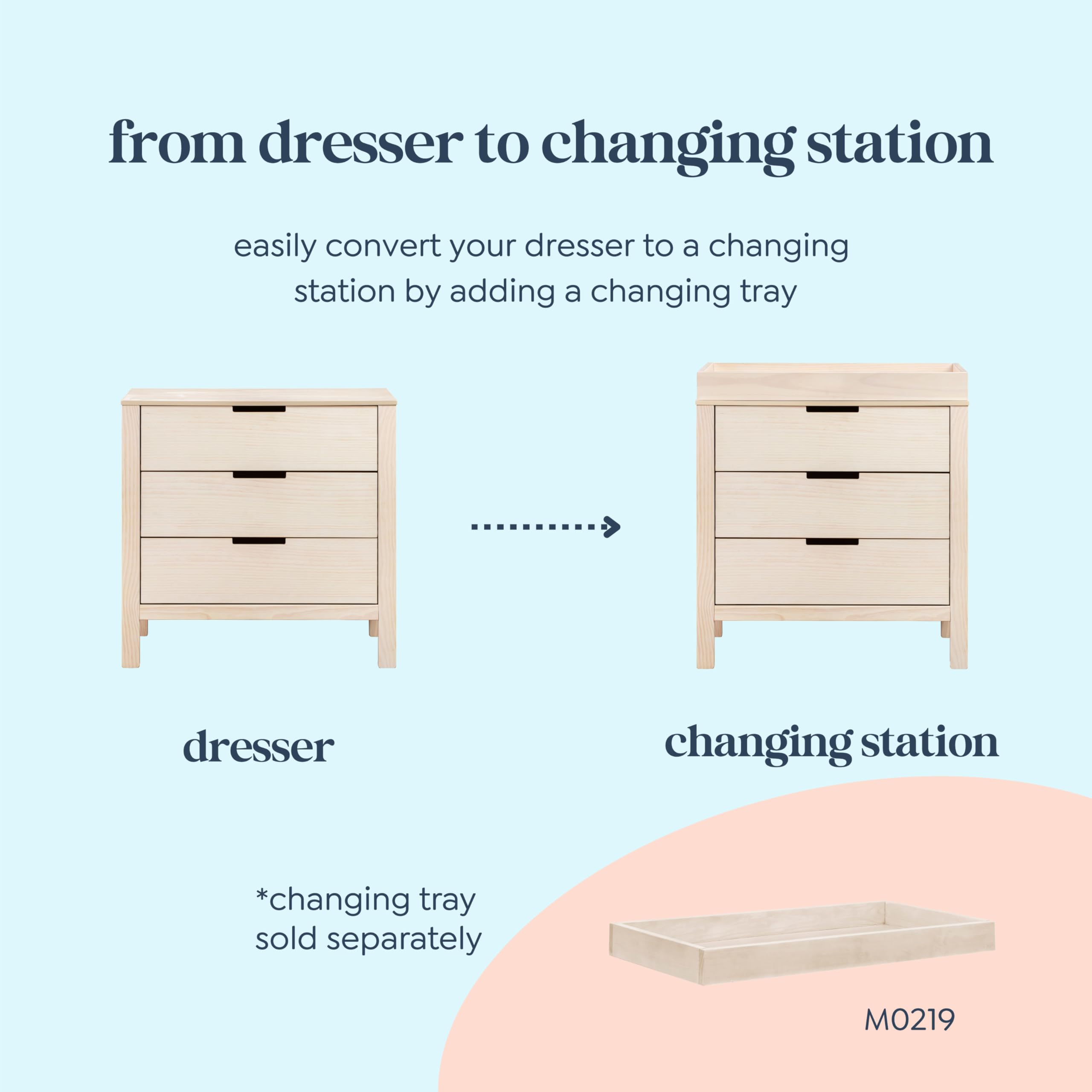 DaVinci Colby 3-Drawer Dresser in Washed Natural - Solid Wood Baby Dresser with Smooth Gliding Drawers (F11923NX) - Perfect for Nursery, Kids Room & Bedroom Storage