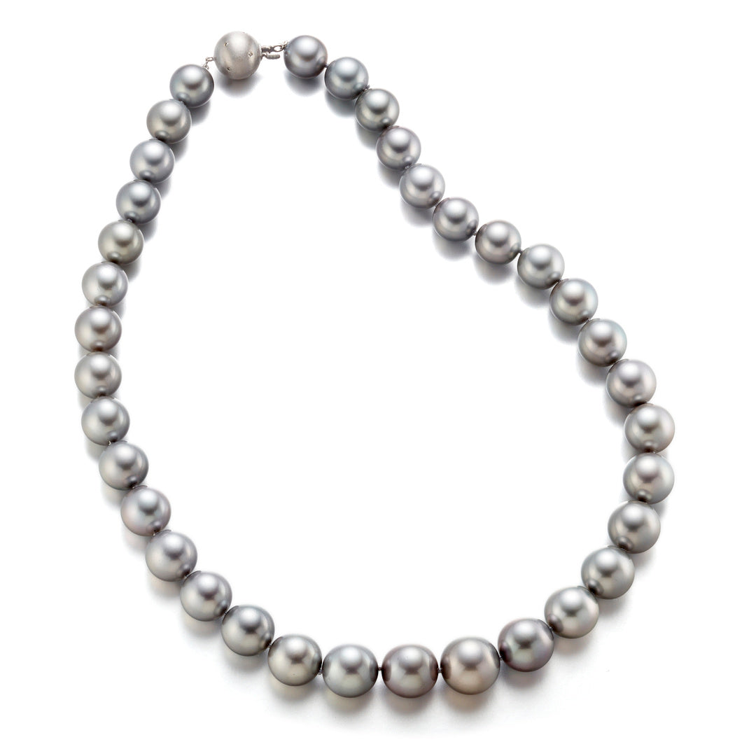 11-13.9mm Silver Tahitian Pearl Necklace for Women - Elegant Black Pearl Jewelry Gift for Wedding, Anniversary & Special Occasions
