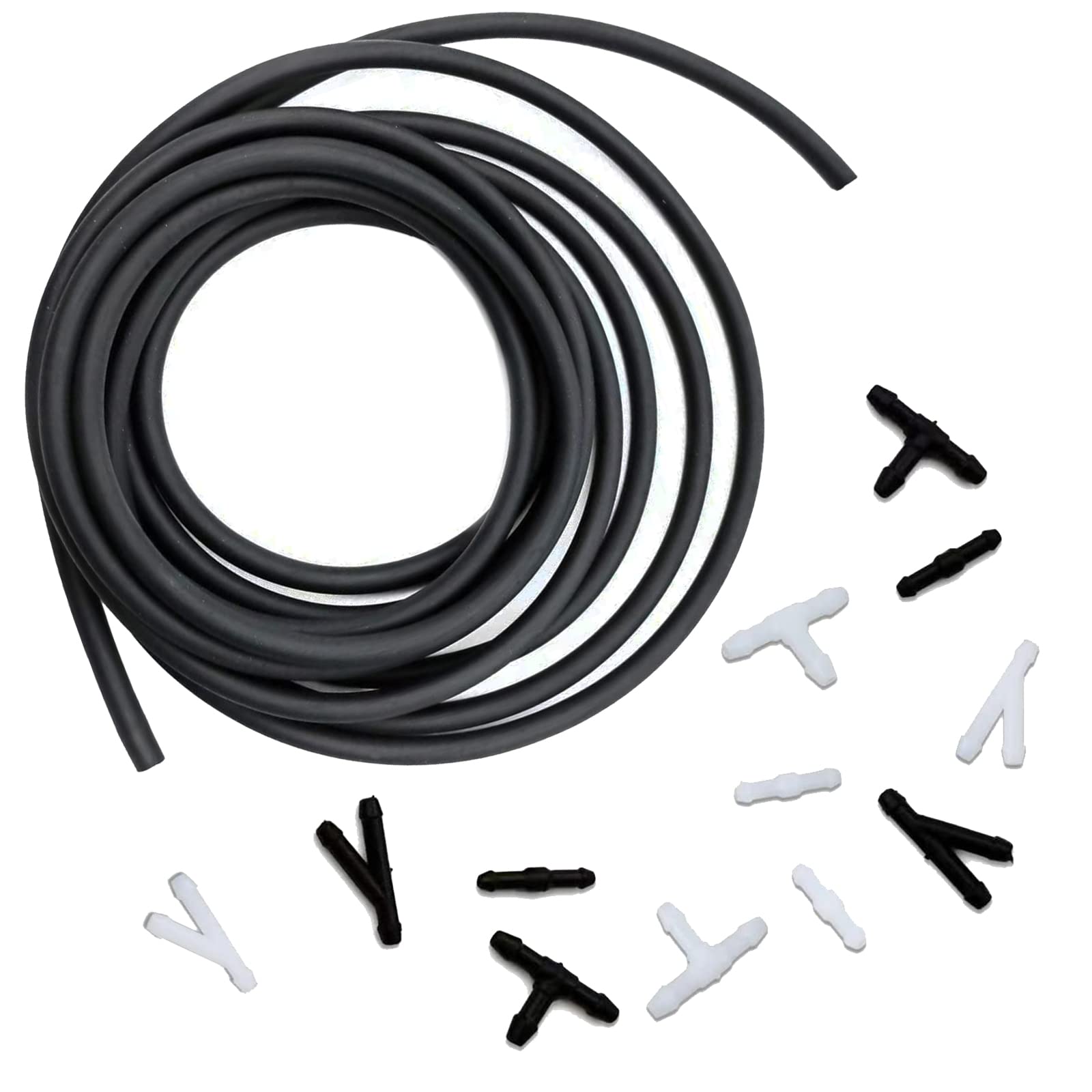 Universal Windshield Washer Hose Kit - 158 Inch (4M) with 12pcs Connectors for Most Cars, SUVs & Trucks | Durable Washer Fluid Tube Connects Water Tank to Nozzle | Perfect for Road Trips, Winter Driving & Vehicle Maintenance