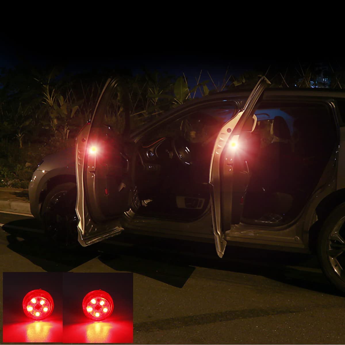 4PCS Universal Car LED Door Warning Lights - Red Anti-Collision Safety Strobe Flash Lamps for Vehicle Door Open Alert (Perfect for Night Driving, Parking Safety & Emergency Signaling)