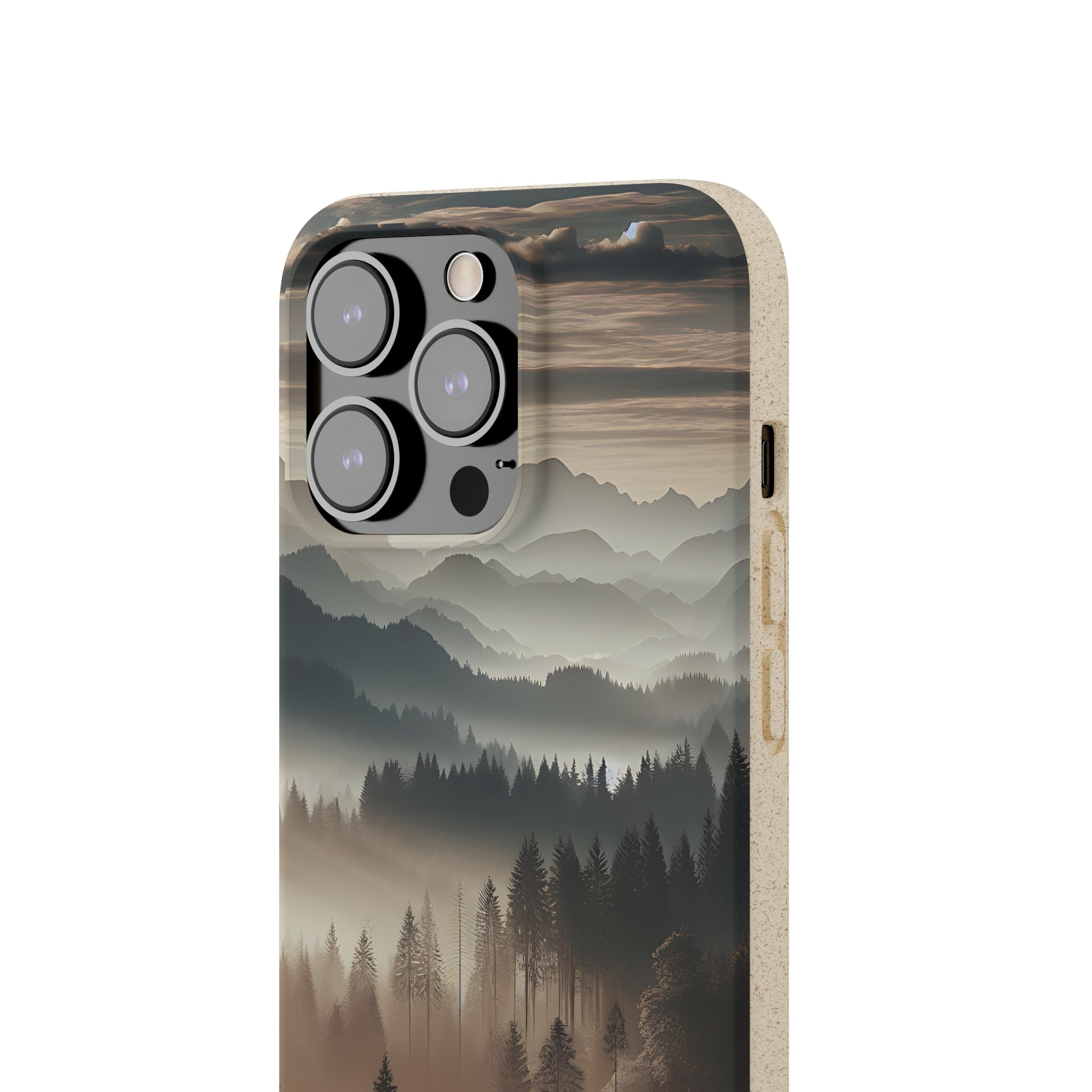 Eco-Friendly Biodegradable Phone Case - Sustainable Compostable Smartphone Cover with Mountain Tree Cloud Scenic Design | Perfect for Outdoor Enthusiasts & Nature Lovers