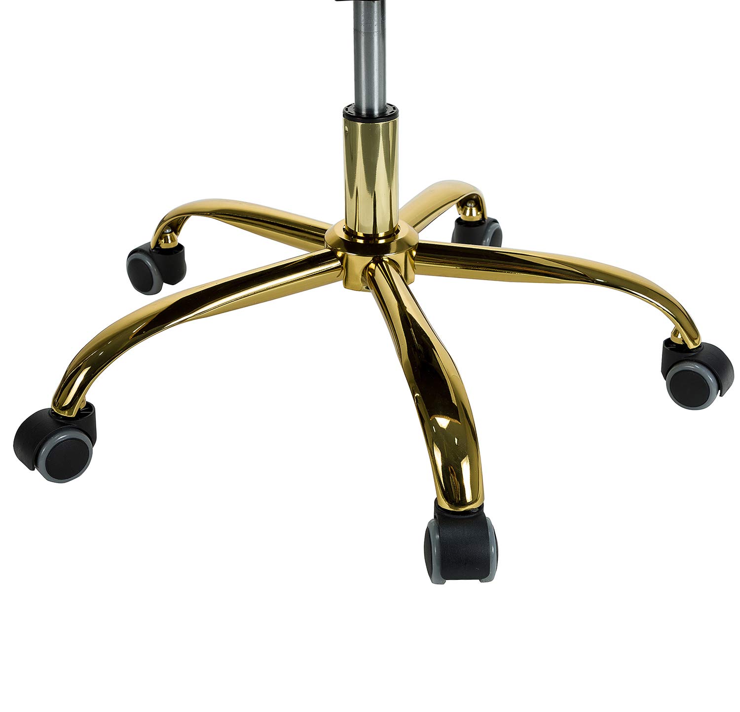 HULALA HOME Modern Armless Office Chair with Wheels - Adjustable Swivel Fabric Task Chair for Living Room, Bedroom & Vanity - Gold Base Cowhide Leather Desk Chair for Home Office & Study Room