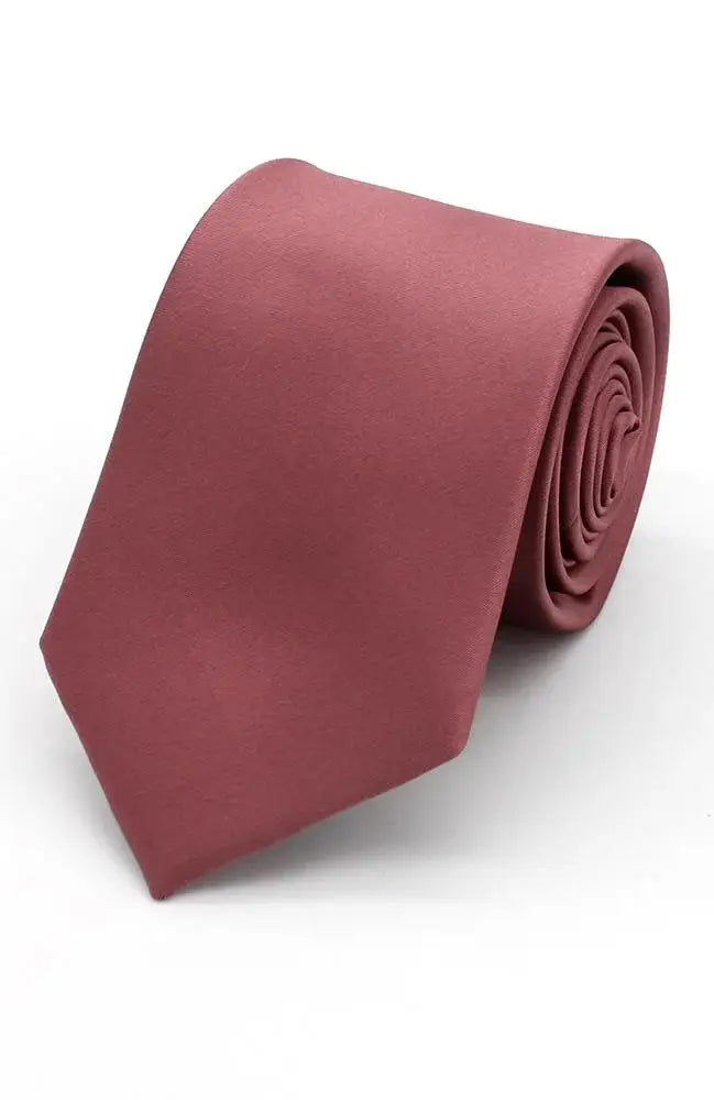 L A Smith Dusky Rose Plain Satin Tie and Hank Set - Elegant Wedding Accessories for Groom & Bridesmaids - Perfect for Formal Events, Proms & Special Occasions