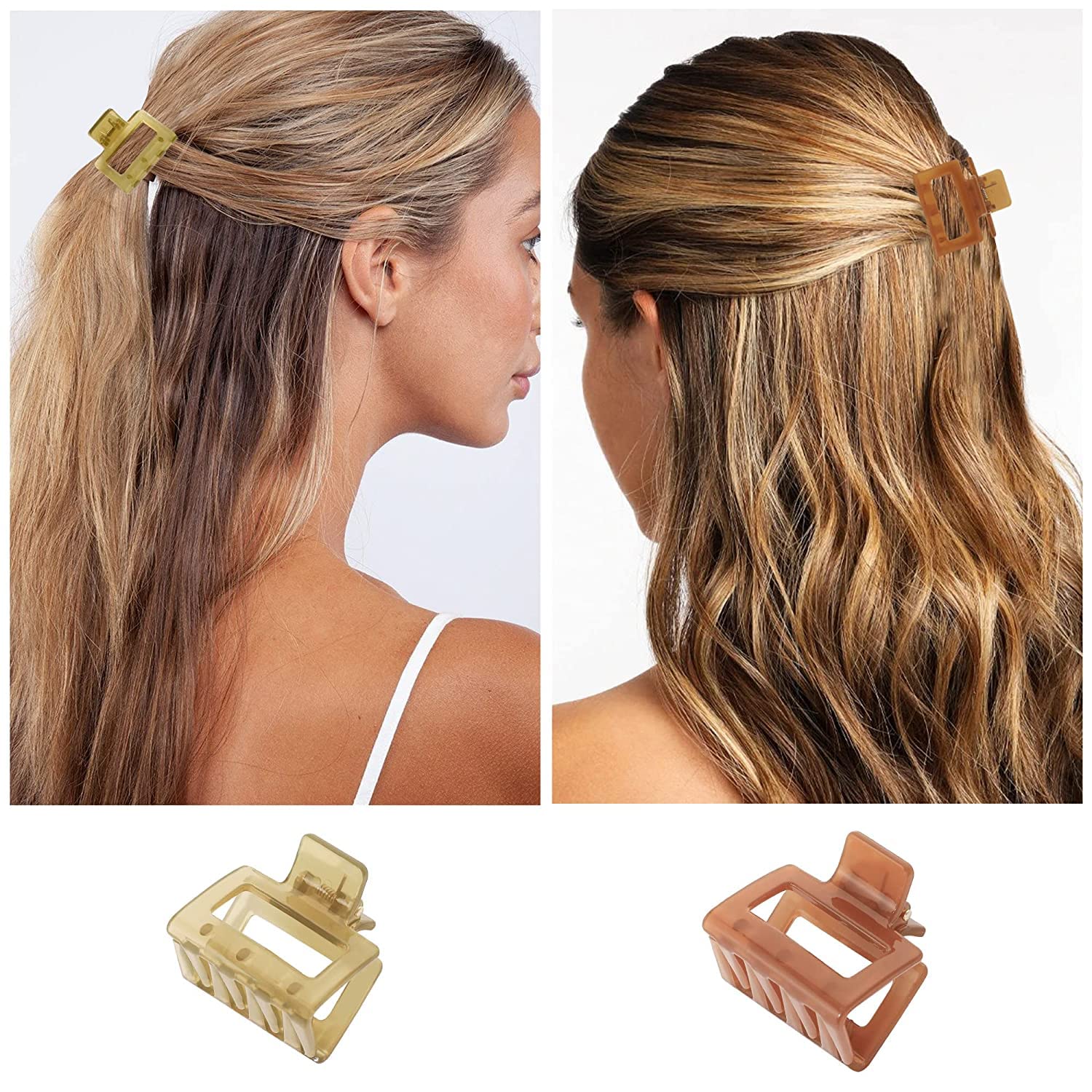 BELICIA Small Hair Claw Clips for Women - 1.57 Inch Mini No Slip Square Hair Clips for Thin to Medium Hair | Hair Styling Accessories for Women & Girls | Perfect for Work, Gym, and Everyday Hairstyles