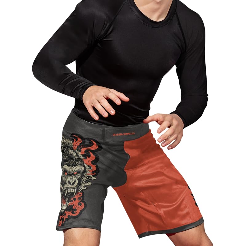Men's Gorilla Fight Compression Shorts - MMA, BJJ, Jiu Jitsu, No Gi Grappling Training Shorts for Combat Sports & Gym Workouts