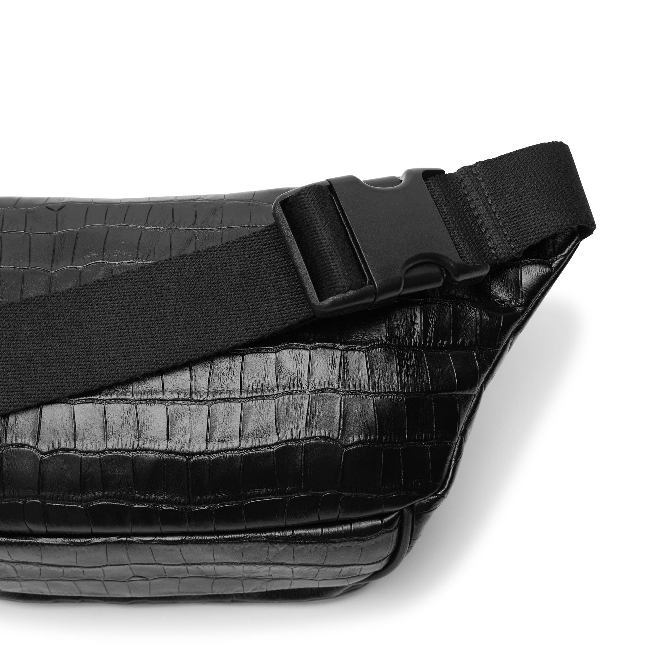 Blake Belt Bag Black Crocodile Leather - Stylish Crossbody Fanny Pack for Women & Men - Perfect for Travel, Hiking, Concerts & Everyday Use