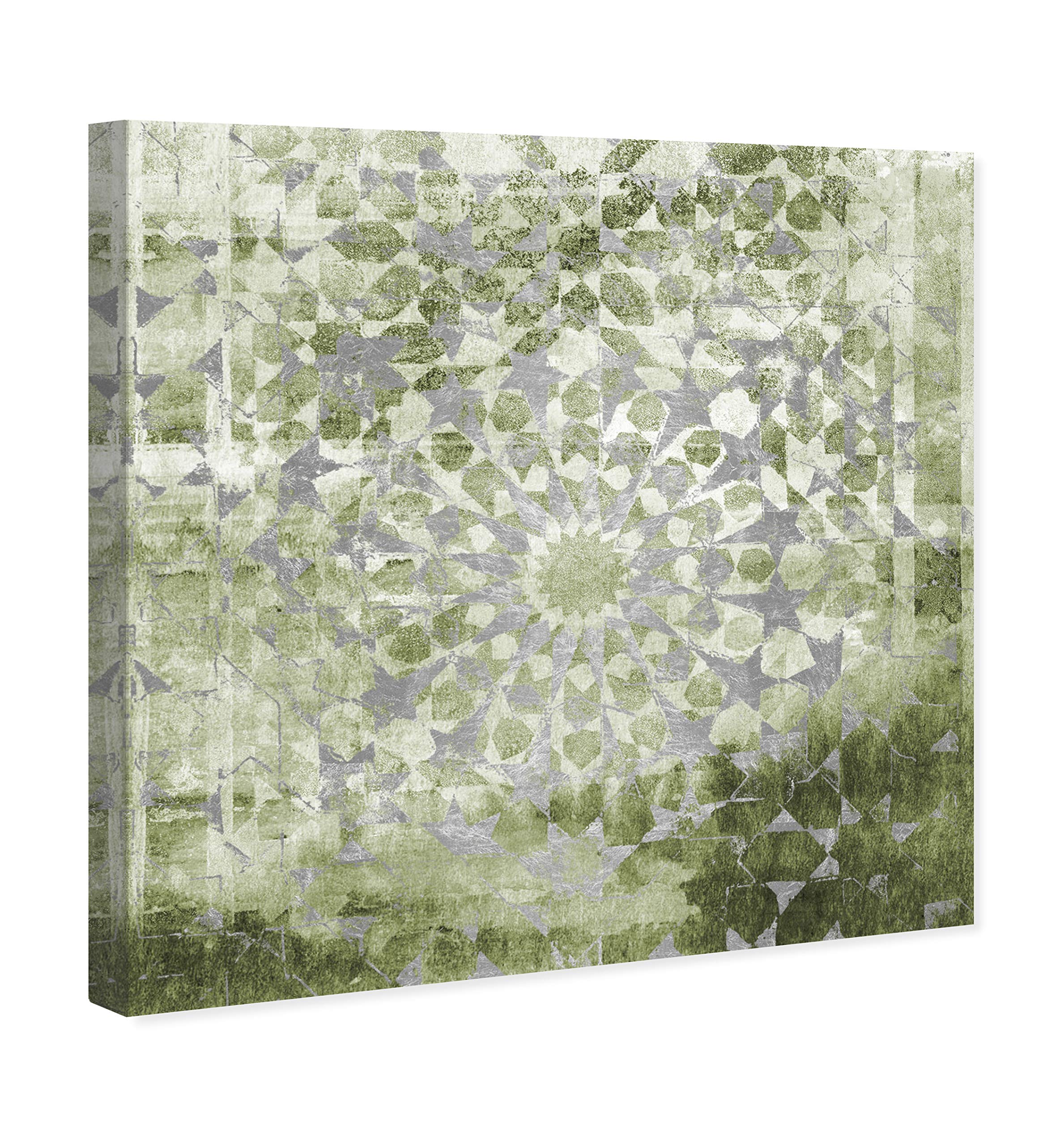 Olive Mandala Abstract Wall Art Canvas Print - 24x24 Inch Green & White Modern Home Decor - Perfect for Living Room, Bedroom & Office