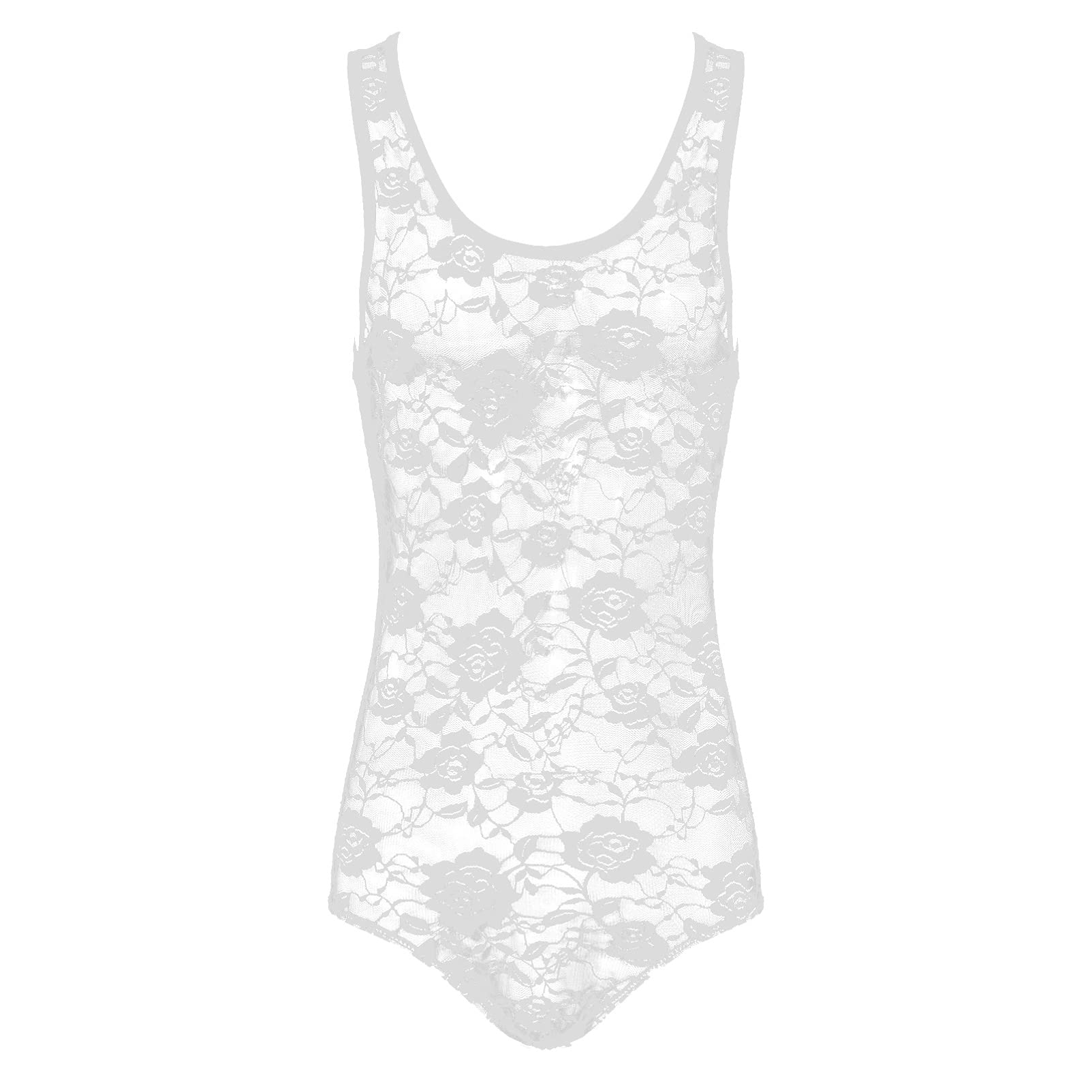 CHICTRY Men's Floral Lace Lingerie Bodysuit - Sexy One Piece Thong Leotard for Crossdressers & Sissy - Comfortable G-String Underwear for Special Occasions & Role Play