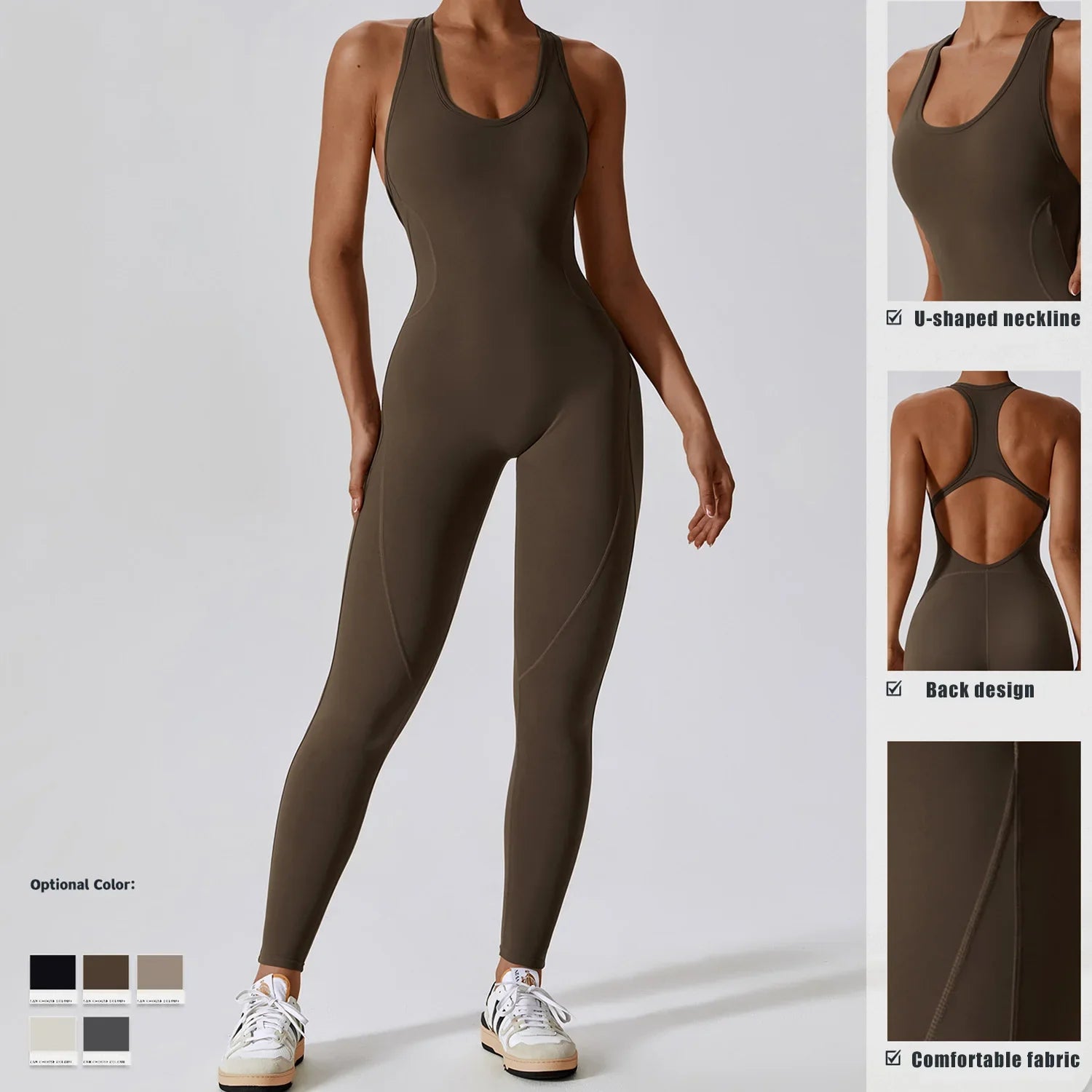 Women's Sexy Gym Tracksuit Bodysuit - Soft One Piece Workout Set for Yoga, Fitness & Sports | Comfortable Siamese Sportswear Jumpsuit for Women | Perfect for Gym, Running & Active Lifestyle