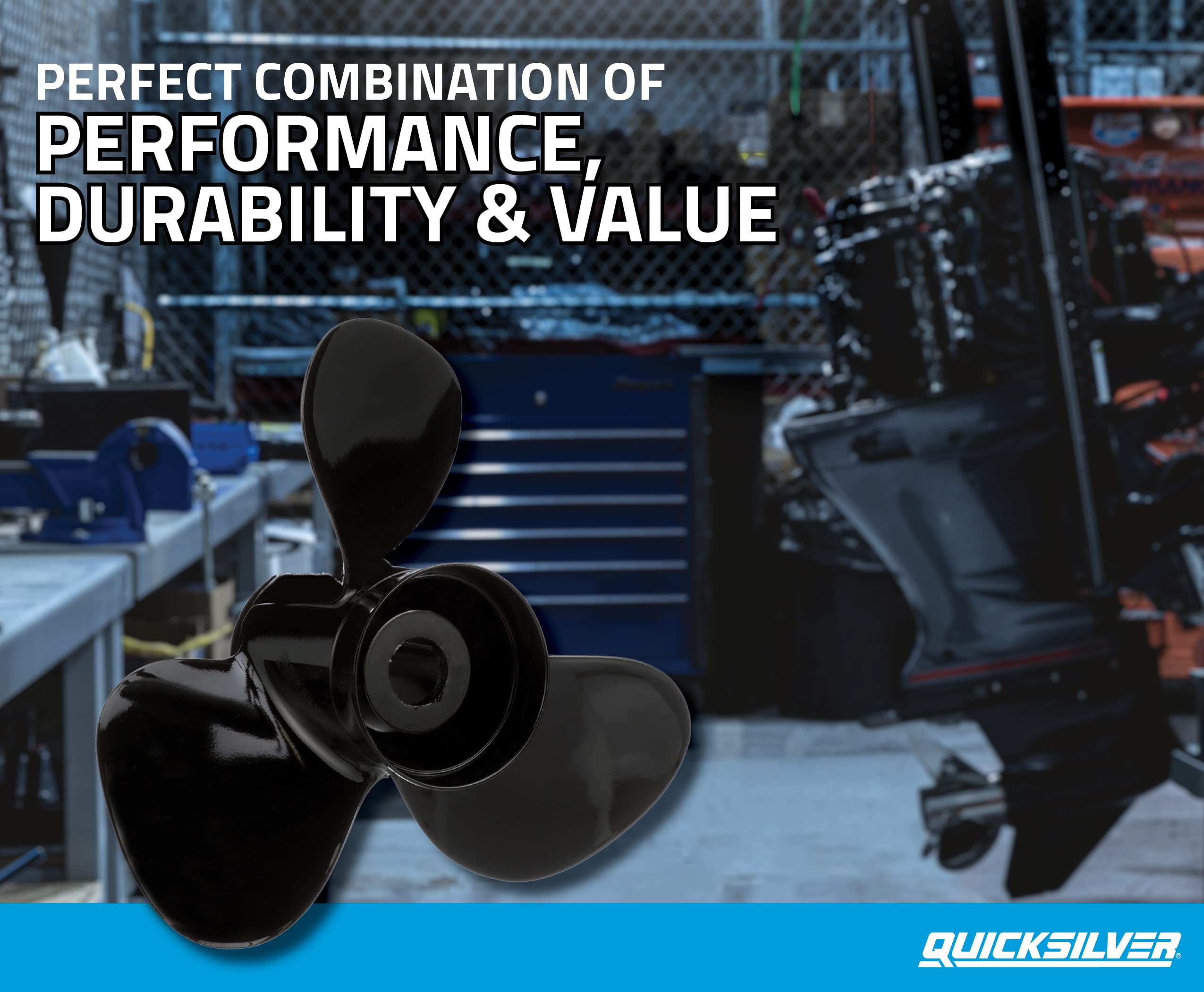 Quicksilver Black Diamond 3-Blade Aluminum Boat Propeller - Compatible with Yamaha, Honda, Evinrude & Johnson Outboard Motors - Perfect for Fishing, Watersports & Marine Adventures