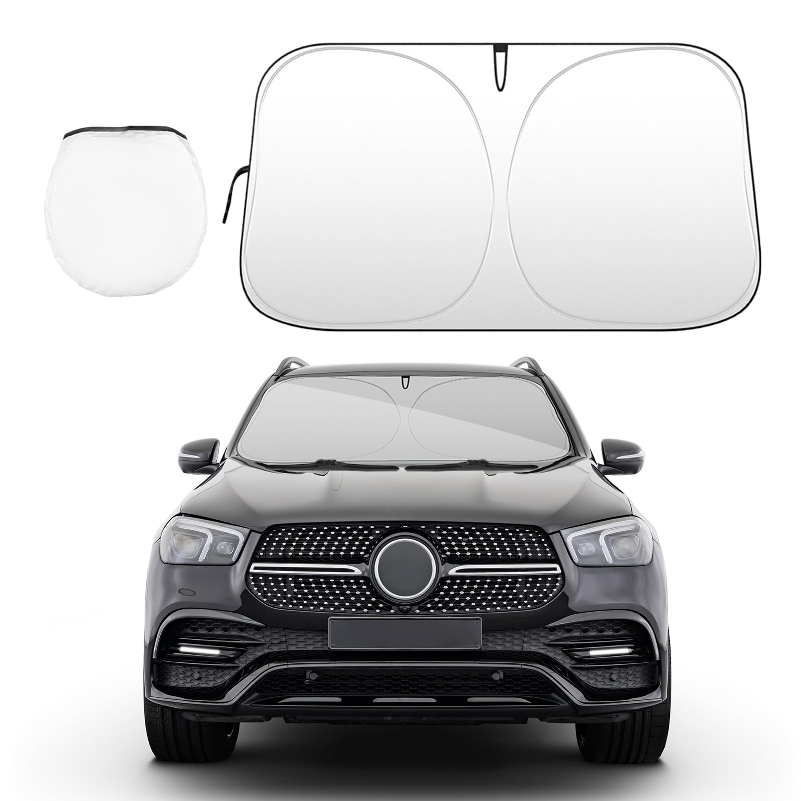 57.1×31.5 Inch Car Windshield Sun Shade - UV Protection & Heat Blocking Auto Sun Visor for Vehicle Cooling | Perfect for Summer Parking, Road Trips & Daily Commute