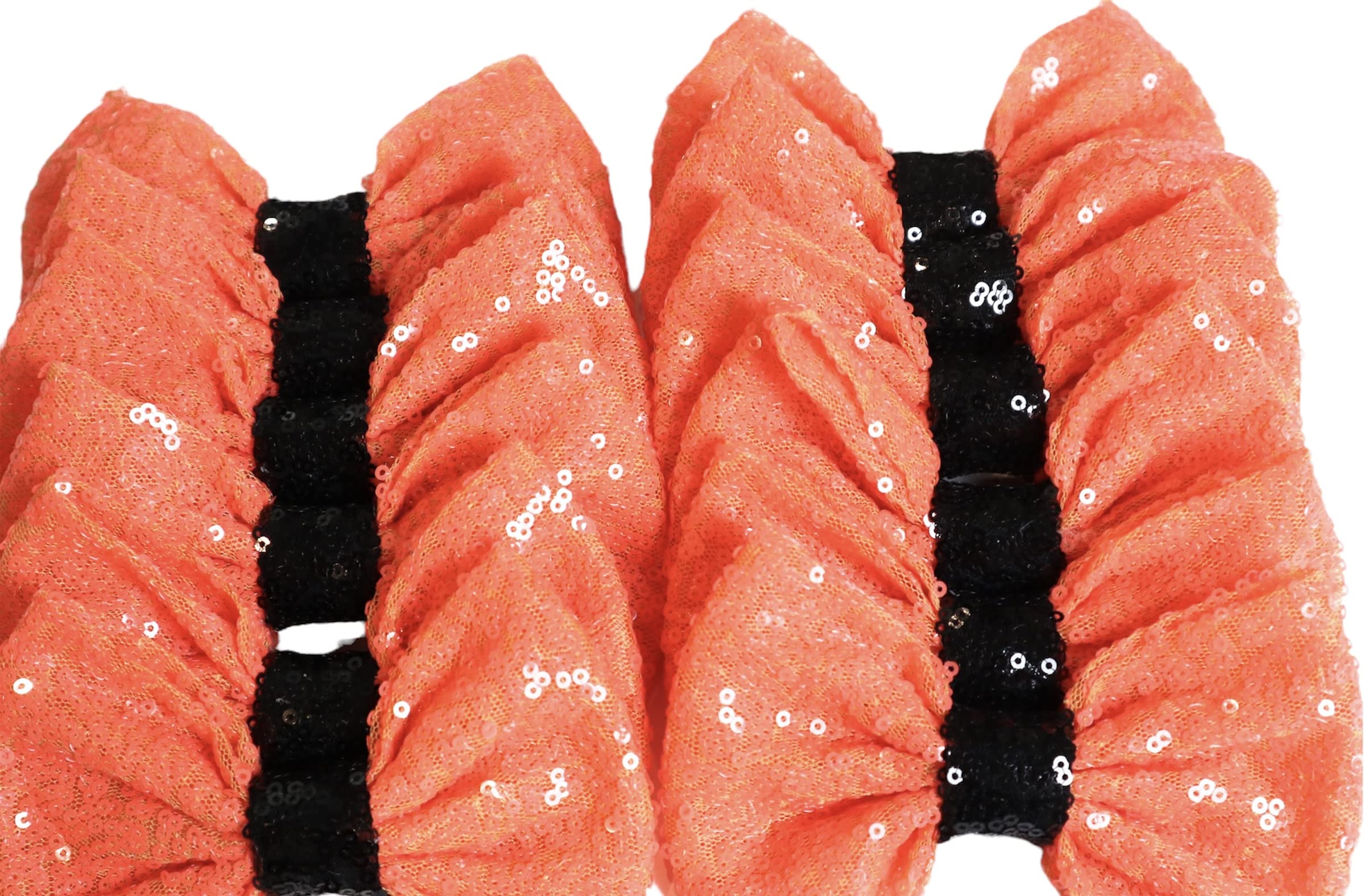 CLGIFT 12-Pack Sequin Hair Bows - 5 Inch Large Glitter Bows for Girls, DIY Fabric Hair Accessories Without Clips (Halloween Orange) - Perfect for Parties, Costumes & Everyday Wear
