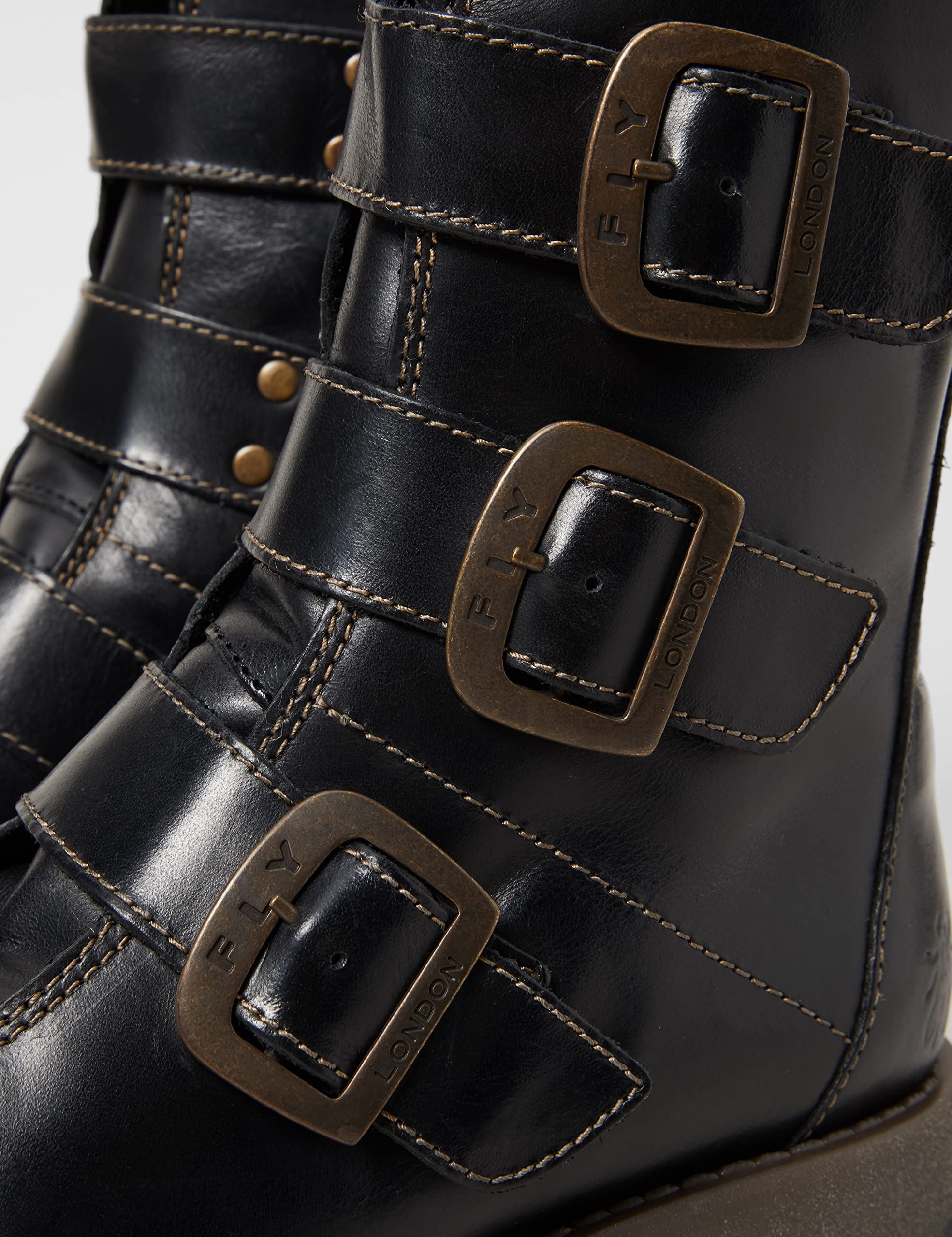 Fly London Women's Biker Boots - Stylish Ankle Boots for Women, Chunky Heel, Leather Motorcycle Boots | Perfect for Casual Outfits, Night Out & Fall Fashion