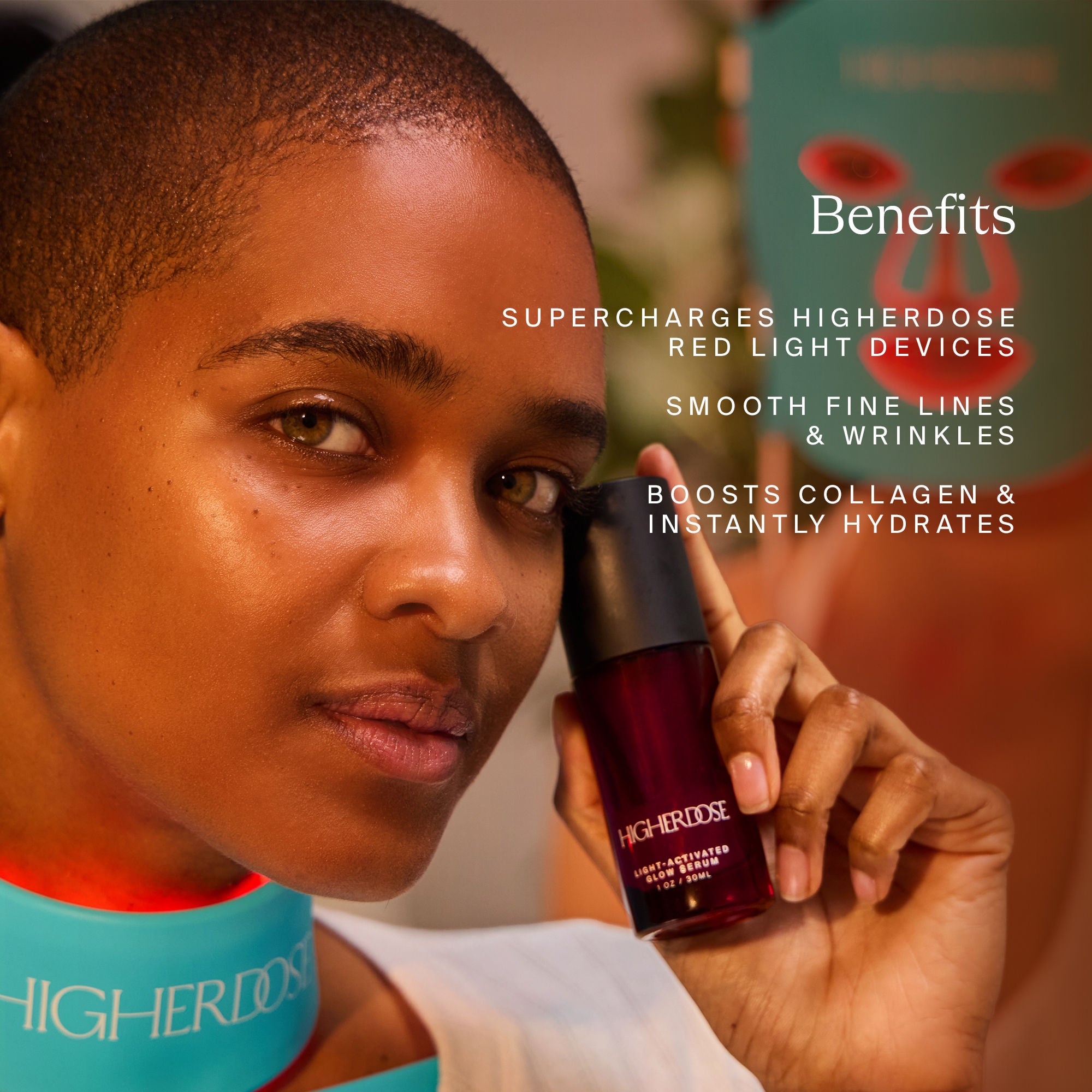 Light Activated Glow Serum for Face - Vitamin C Brightening & Hydrating Night Treatment - Perfect for Evening Skincare Routine & Dark Spot Correction