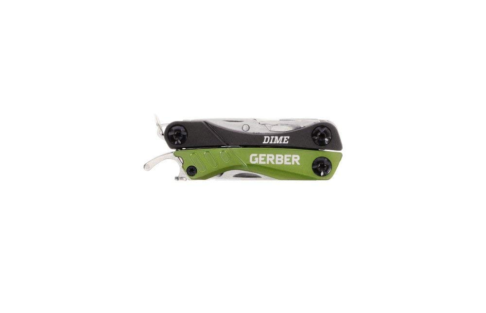 Gerber Gear Dime 12-in-1 Mini EDC Multitool with Needle Nose Pliers, Pocket Knife & Bottle Opener - Compact Keychain Multi-Tool for Everyday Carry, Outdoor Adventures & Emergency Preparedness - Green