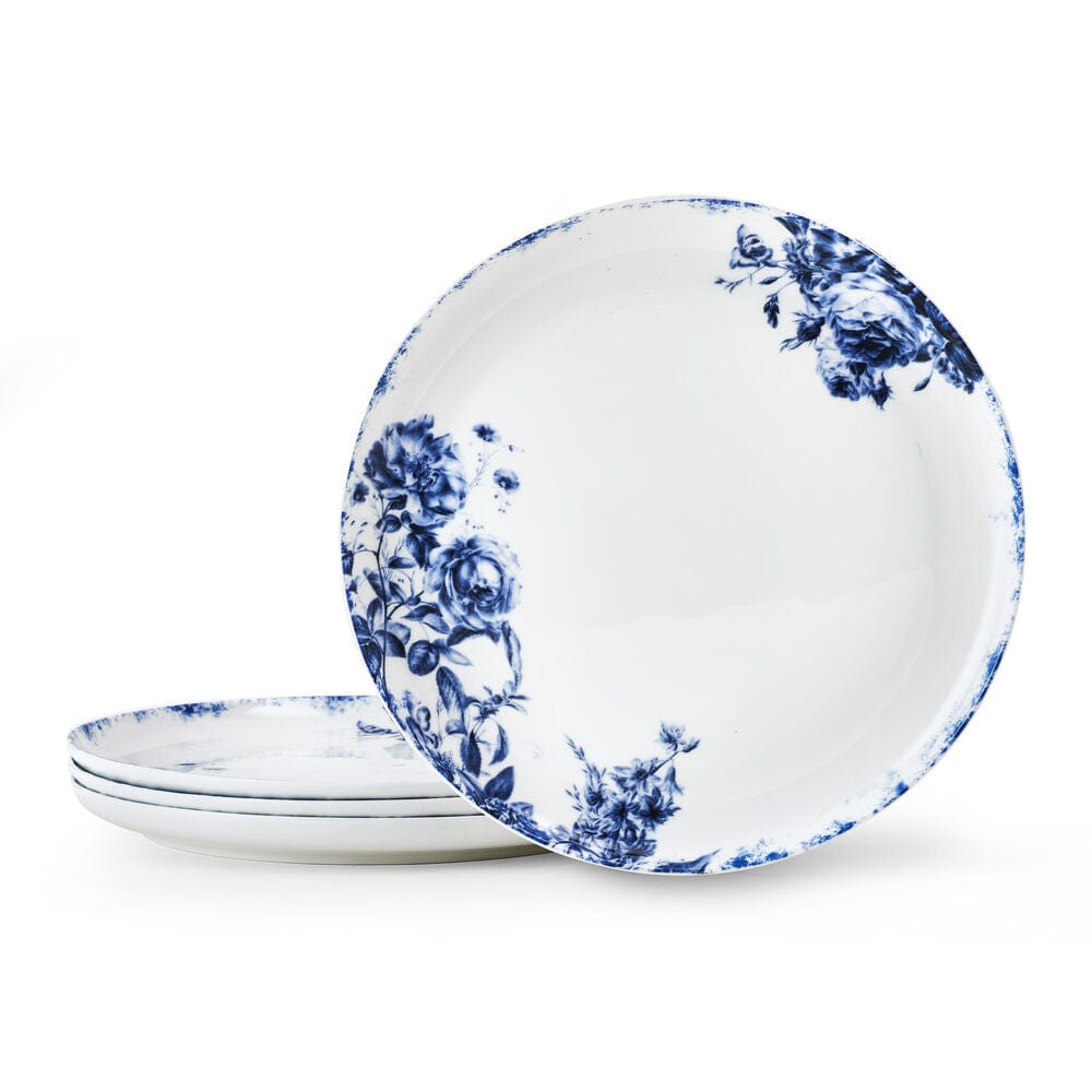 Pippa Blue Set of 4 Elegant Dinner Plates - Premium Porcelain Tableware for Formal Dining, Parties & Home Decor
