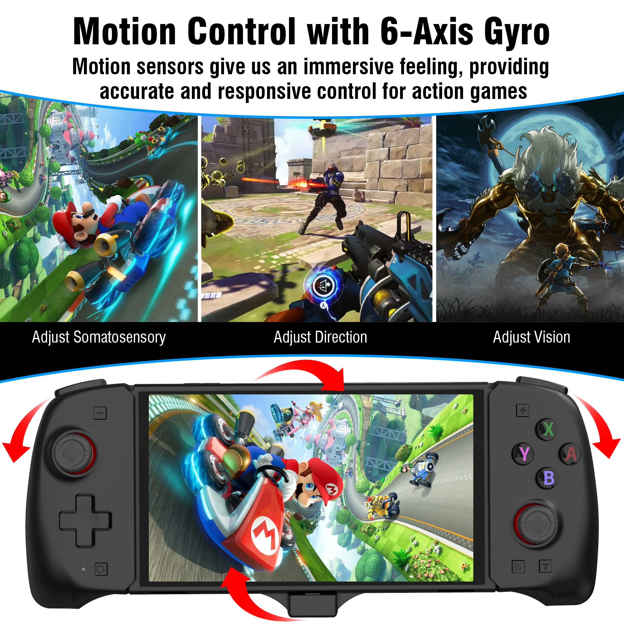 Original Title: Switch Controller for Switch/OLED Controller One-Piece Joypad with Adjustable TURBO Ergonomic Full Size Handheld Mode Grip with Dual Vibration 6-Axis Motion Control/USB   Optimized Title: **Nintendo Switch & OLED Pro Controller - Adjustable Turbo, Ergonomic Grip, Dual Vibration & 6-Axis Motion Control - USB Gaming Joypad for Handheld & TV Mode (Perfect for Mario Kart, Smash Bros & Multiplayer Gaming)**