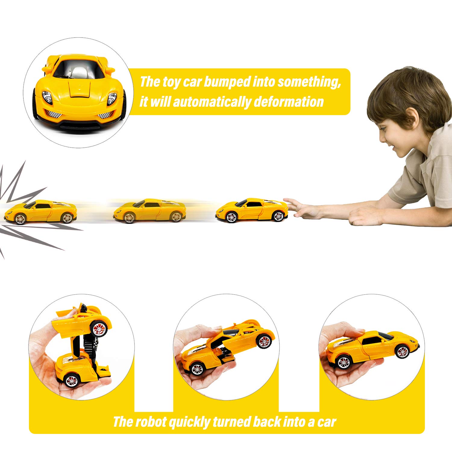 Best Friction Powered Transforming Toy Cars for Kids Ages 2-7 - Fun Gifts for 2-5 Year Old Boys - Christmas & Birthday Presents - Perfect for Indoor Play, Outdoor Adventures & Pretend Driving Games