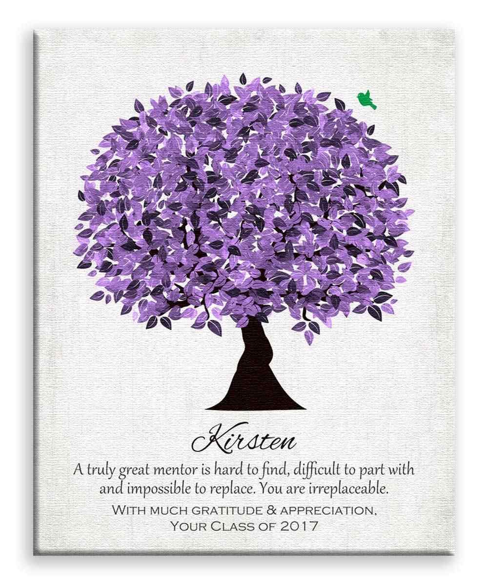 11x14 Personalized Mounted Canvas Art Print - Unique Gift for Boss, Mentor, Teacher - Purple Floral Design - Ready for Gift Wrapping (LTC-C1477) | Perfect for Office Decor, Retirement Gifts & Teacher Appreciation