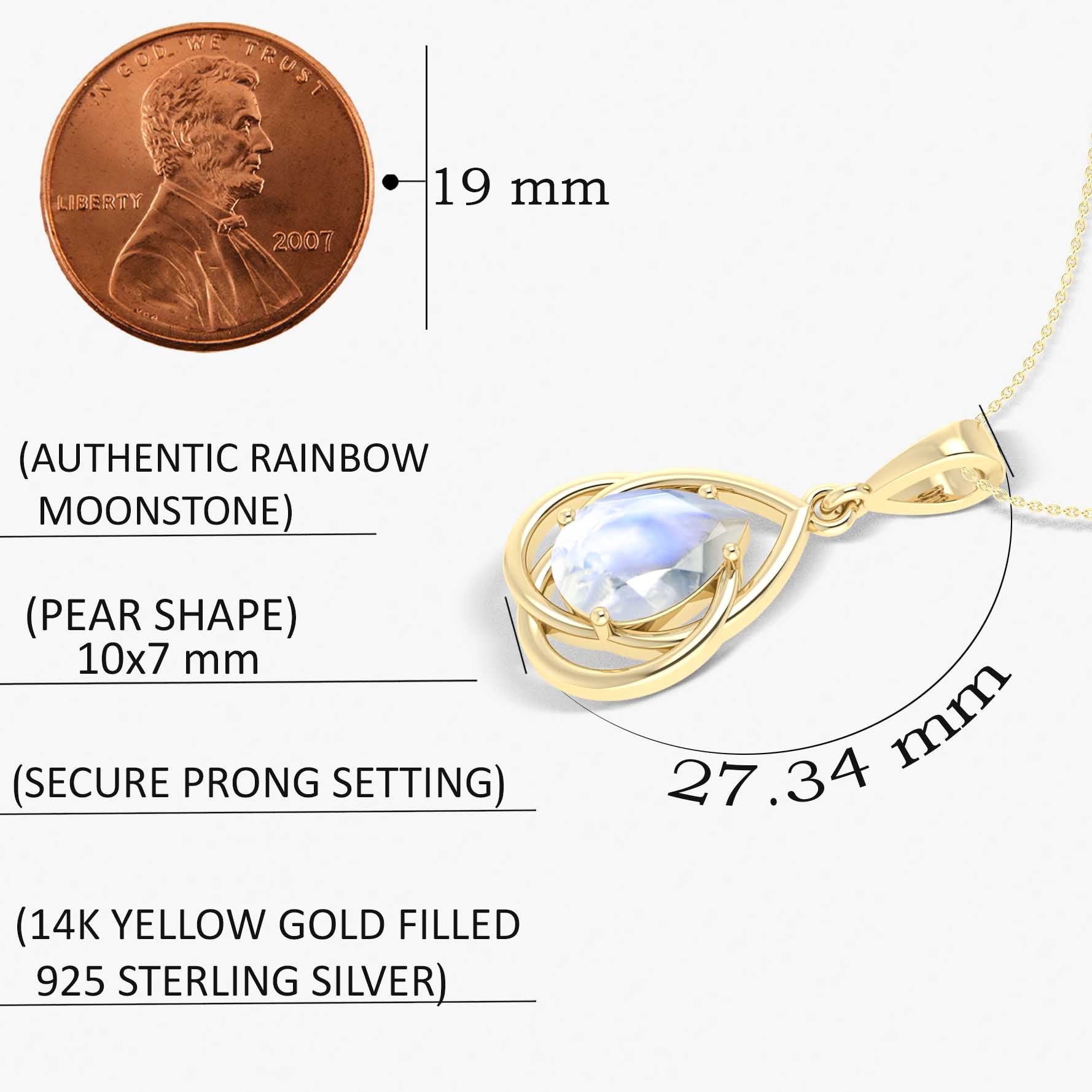 Pear Shape Moonstone Solitaire Pendant Necklace for Women - Elegant Sterling Silver Chain Jewelry for Wedding, Anniversary & Special Occasions