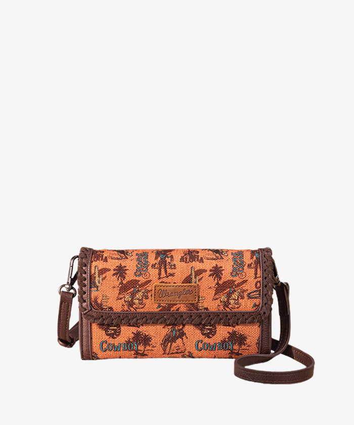 Wrangler Cowboy Print Mini Crossbody Bag for Women - Western Style Leather Purse - Perfect for Concerts, Rodeos & Everyday Use