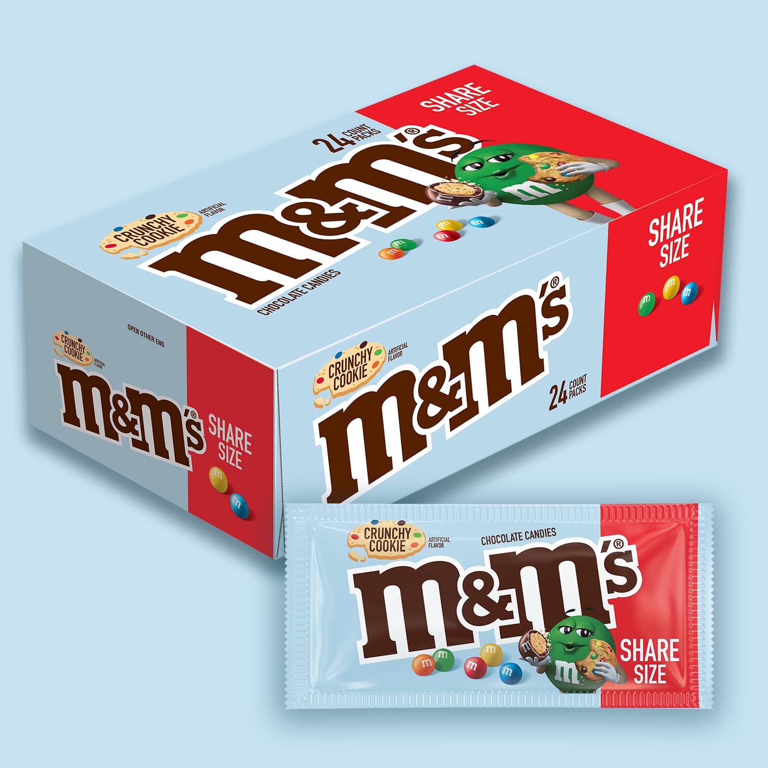 M&M'S Crunchy Cookie Milk Chocolate Candy - Bulk 67.92 oz (24 Packs) | Perfect for Parties, Office Snacks & Halloween Treats
